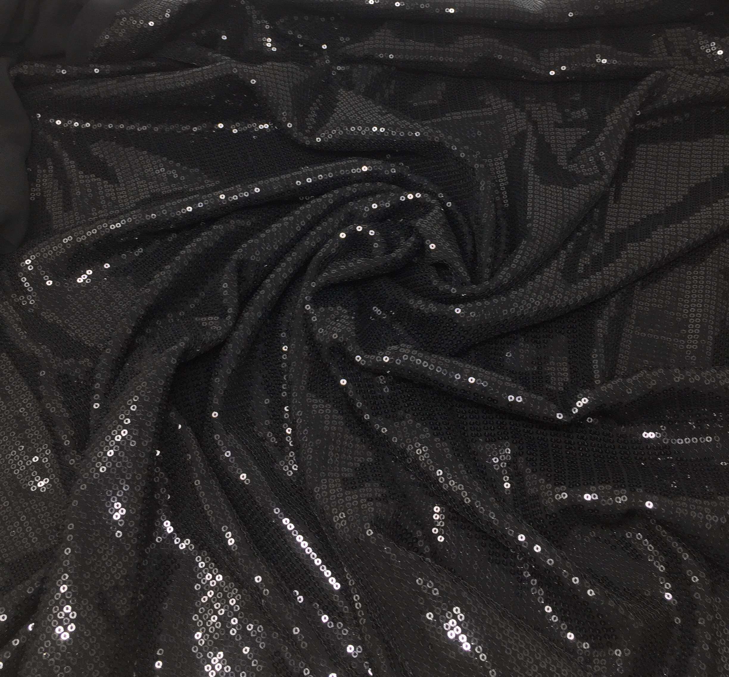 Inhika Womens Gold Sequins Fabric Material for Blouse,Kutri, Lehanga 1,1.25,2,2.5,3,5 (Gold,Black,Silver, Maroon, Red, Blue, Green,Wine) (1.25 Meter, Black) 5