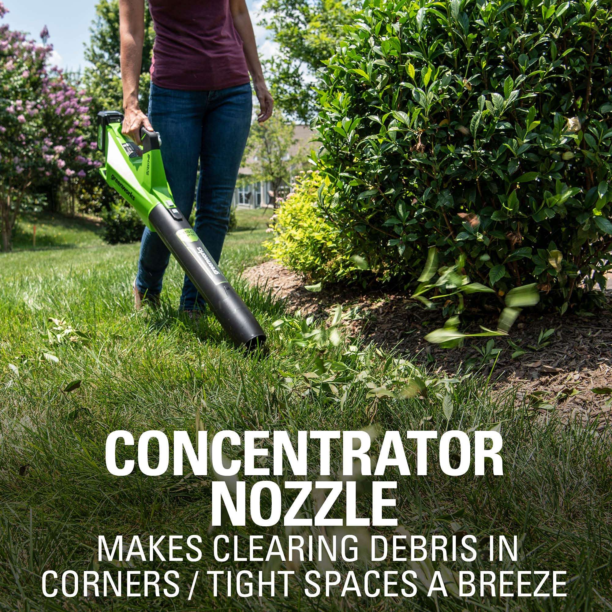 Greenworks 24V (110 MPH / 450 CFM / 125+ Compatible Tools) Cordless Brushless Axial Leaf Blower, 4.0Ah Battery and Charger Included 6