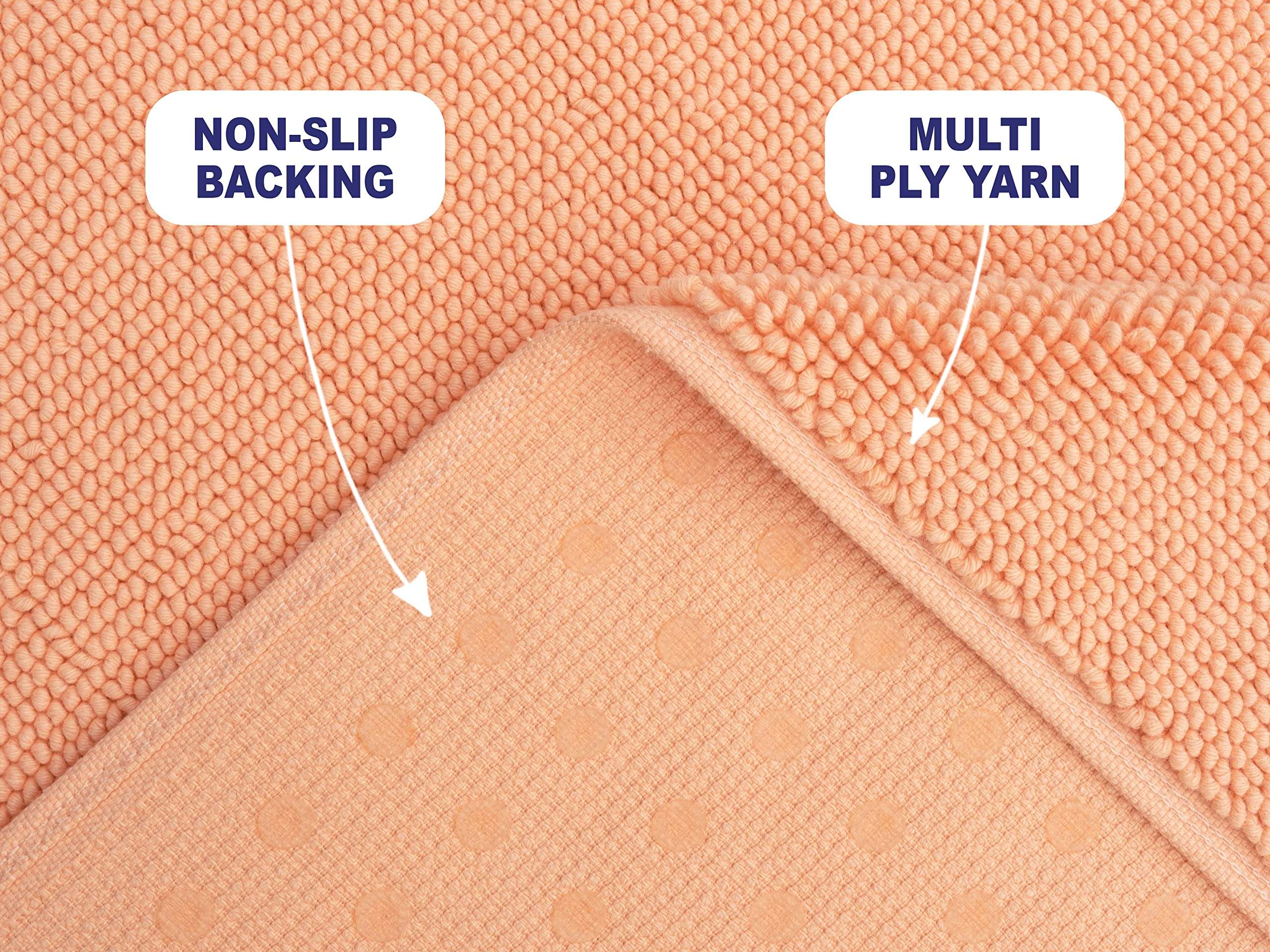 American Soft Linen Bath Rug, 17 in 24 in 100% Cotton Bath Mats Rugs for Bathroom, Slip Reducer Washable Shaggy Form Area Rugs, Malibu Bath Rug 2