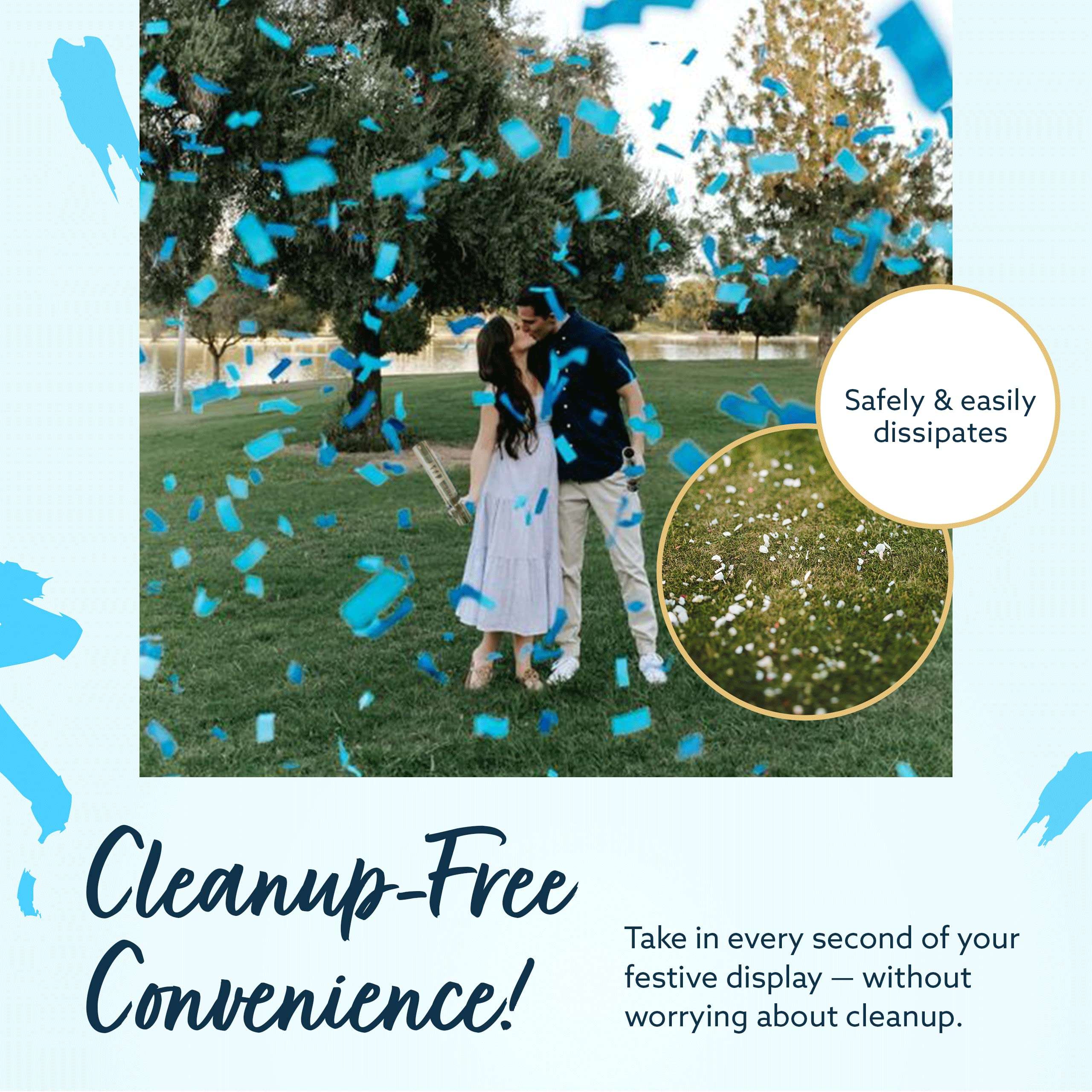 Revealations Gender Reveal Confetti Powder Cannon - Set of 4 Blue Baby Gender Reveal Party Supplies Confetti Poppers - 100% Biodegradable Tissue Safe Powder Smoke Cannons 6