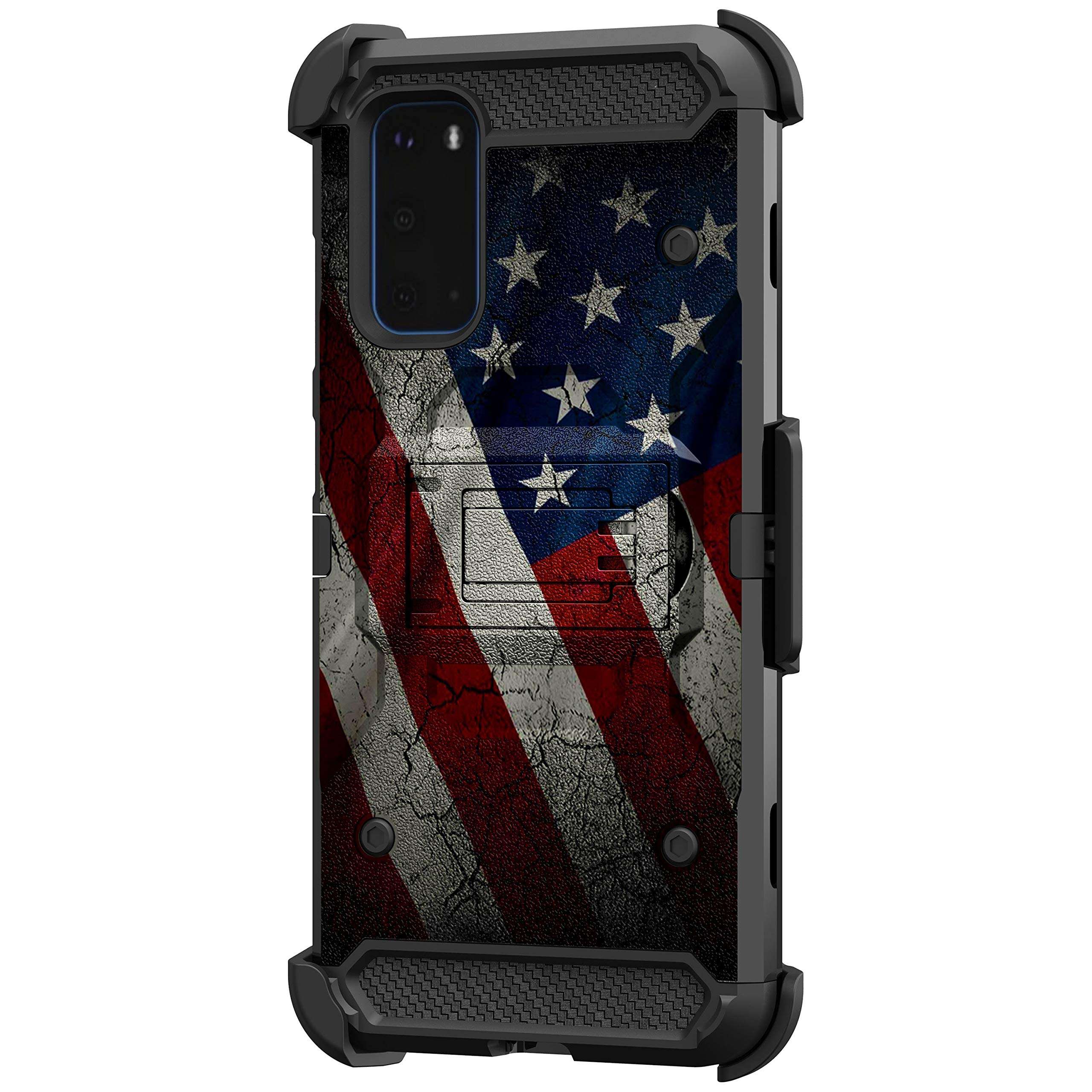 TurtleArmor | Compatible with Samsung Galaxy S20+ Plus Case 6.7 | S11 Case [Armor Pro] Heavy Duty Full Body Armor Hybrid Kickstand Rugged Cover Holster Belt Clip Case - American Flag 1