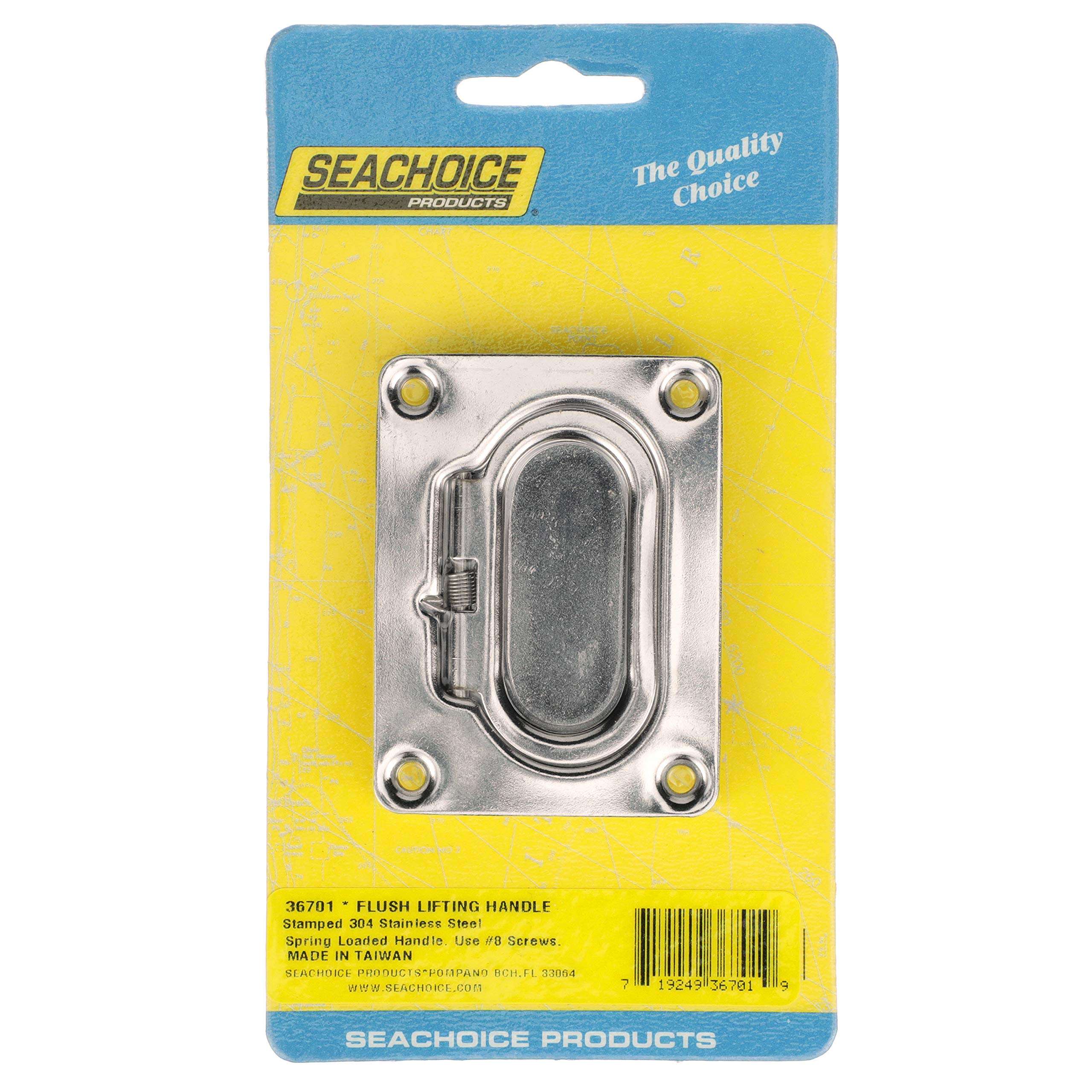 Seachoice Spring Loaded Flush Mount Hatch Handle, 304 Stainless Steel, 3 In. X 2-1/4 In. 6