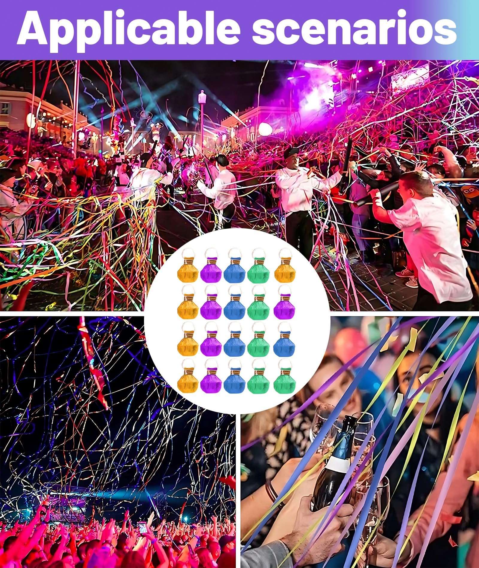 20Pcs Confetti Streamers, Colorful Party Decorations, Hand Throw Streamers for Wedding Send-Offs, Birthday Party Entrances, Photo Shoot Backdrops, 15-Head Multicolor Confetti (multicolor（24pcs）) 6