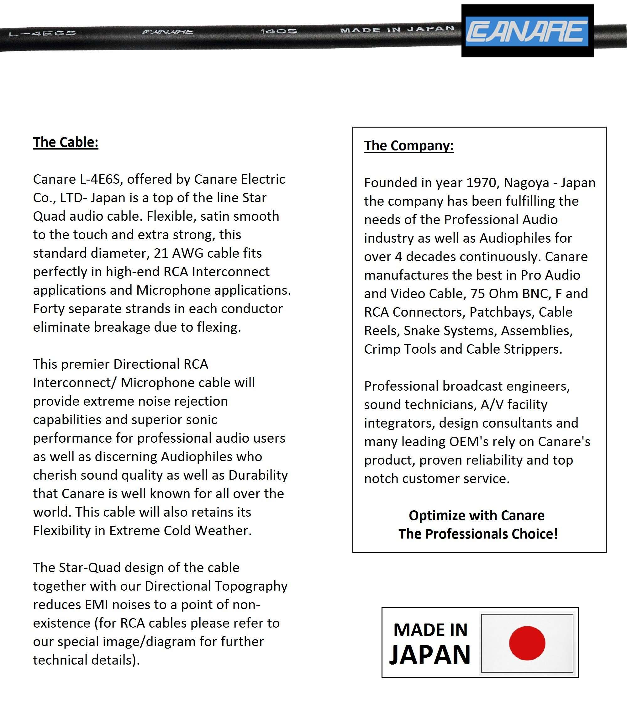 WORLDS BEST CABLES 5 Foot RCA Cable Pair - Canare L-4E6S, Star Quad, Audio Interconnect Cable with Premium Gold Plated Locking RCA Connectors - Directional - Custom Made 3