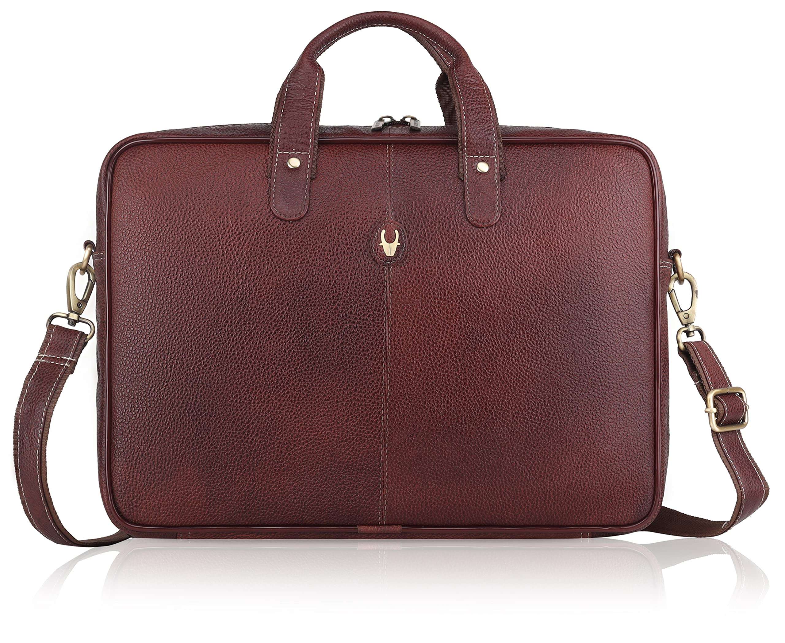 WildHorn Leather Laptop Bag for Men/Office Bag for Men | Fits Upto 15.6 Inch Laptop/MacBook | Laptop Messenger Bag/Leather Bag for Men I Dimension : L-16 inch W-3.5 inch H-12 inch (Maroon) 4