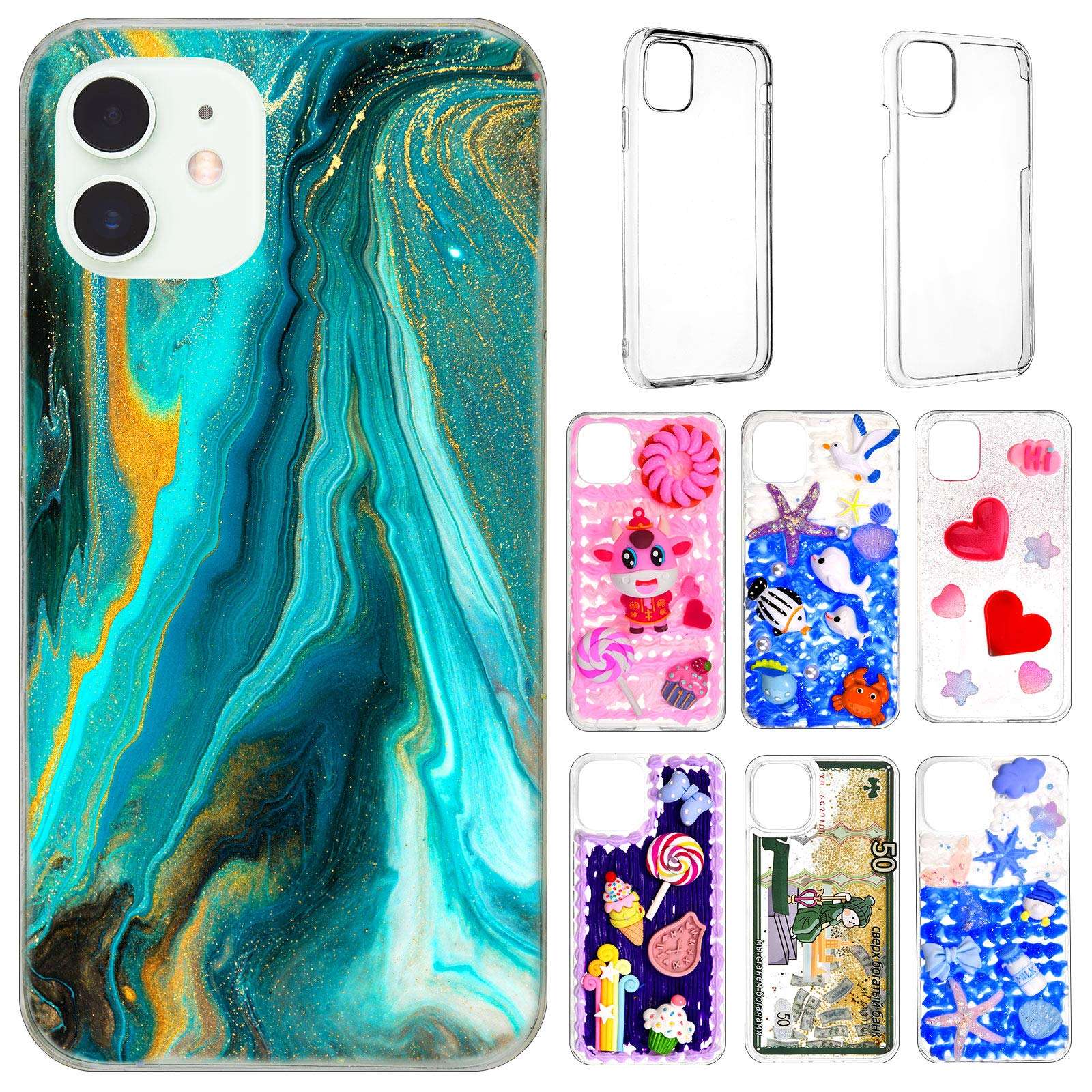 6 Pieces Epoxy Resin Mobile Phone Cases Include 3 Pieces Hard Shells and 3 Pieces Soft Shells Sublimation Blanks Phone Cases Compatible with iPhone 12/12 Pro for DIY 1