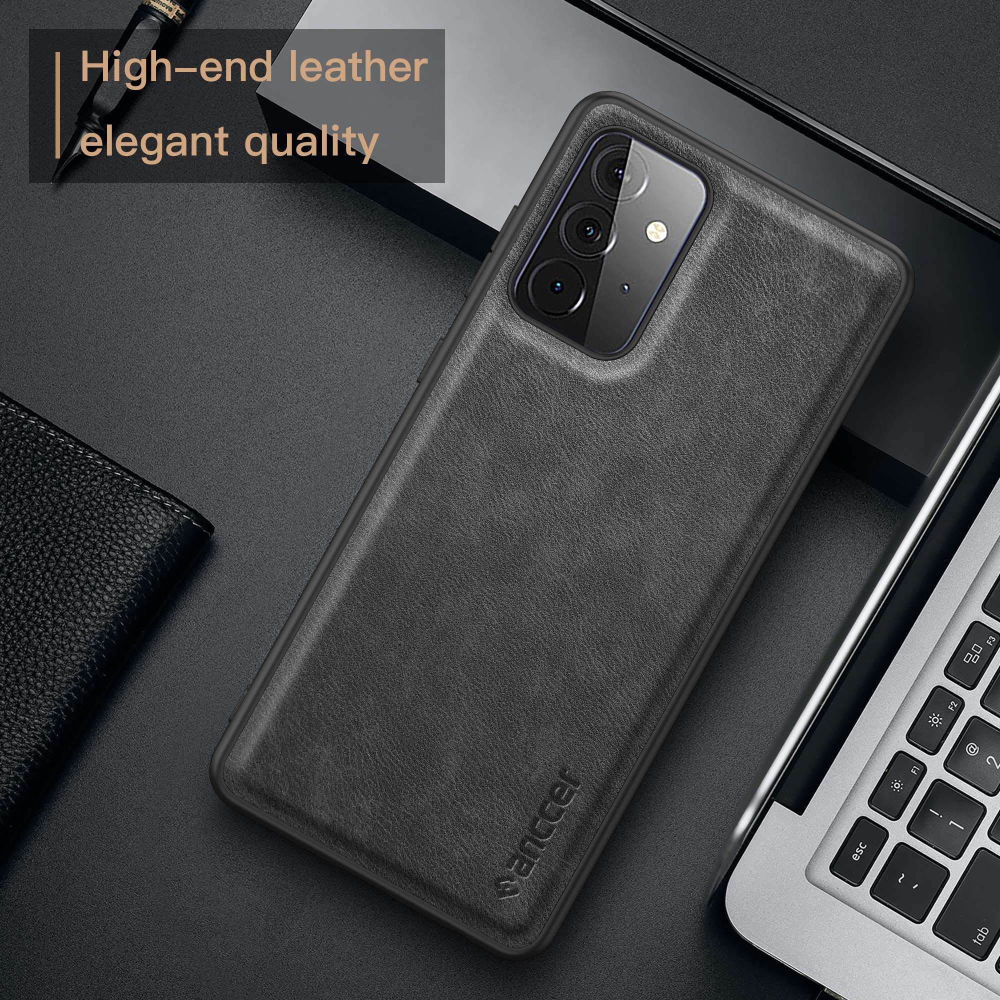 anccer Compatible with Samsung Galaxy A52 5G Case, Galaxy A52S 5G Case Elegant Leather Three-Layer Back with Soft Silicone Edge Shockproof Protective Cover (Black) 6