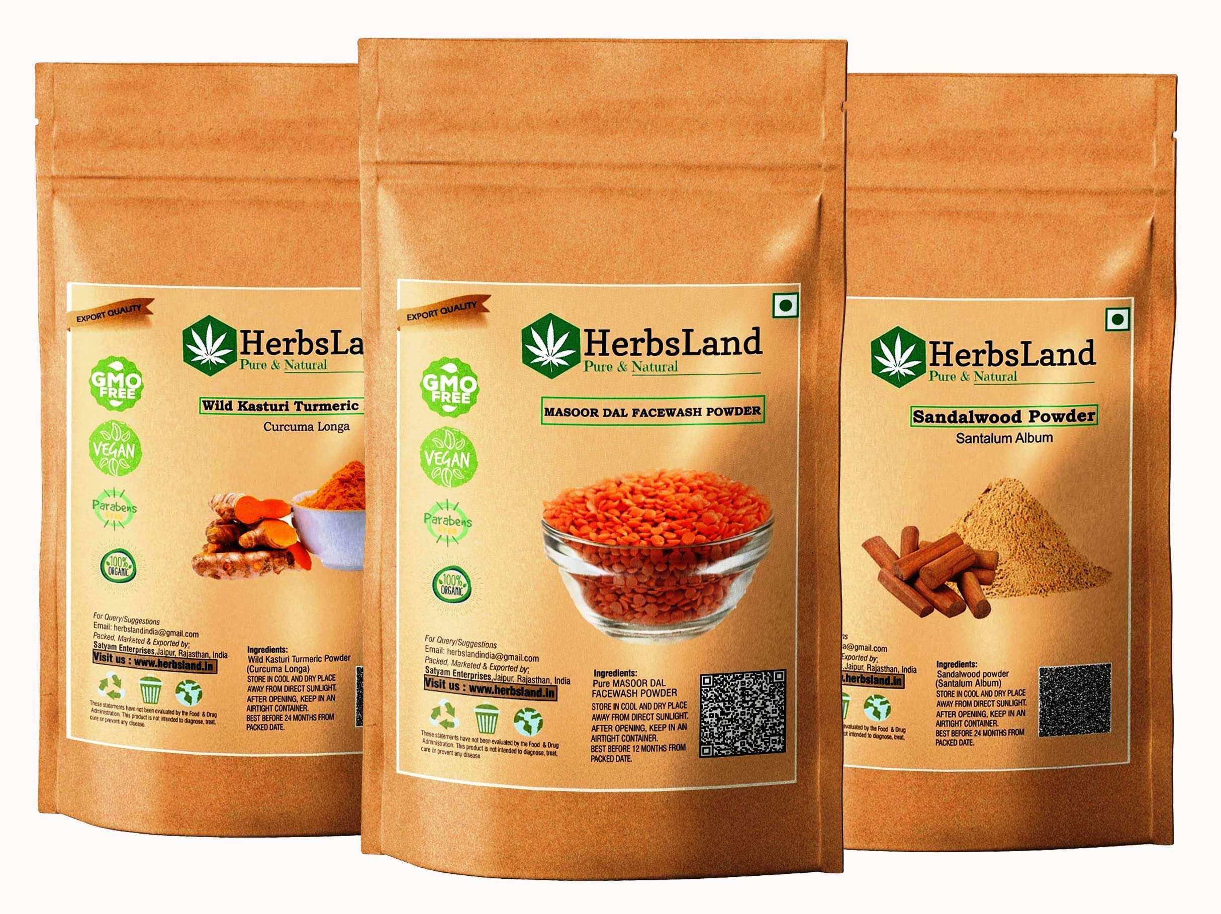 HerbsLand Masoor, turmeric And Sandalwood Powder 1