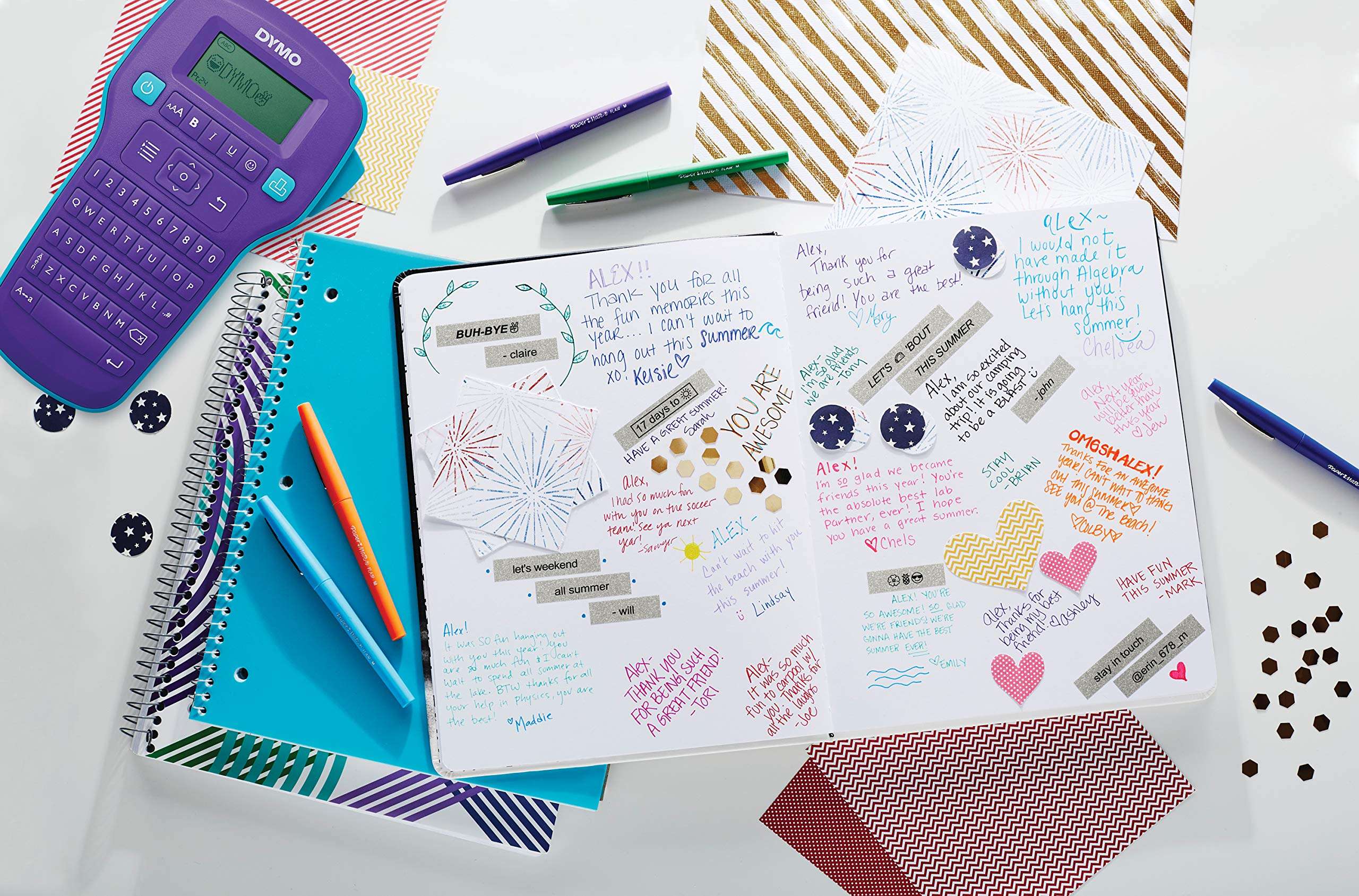 DYMO COLORPOP Authentic Label Maker Tape, 1/2" W x 10' L, Black Print on Silver Glitter, D1 Standard 4