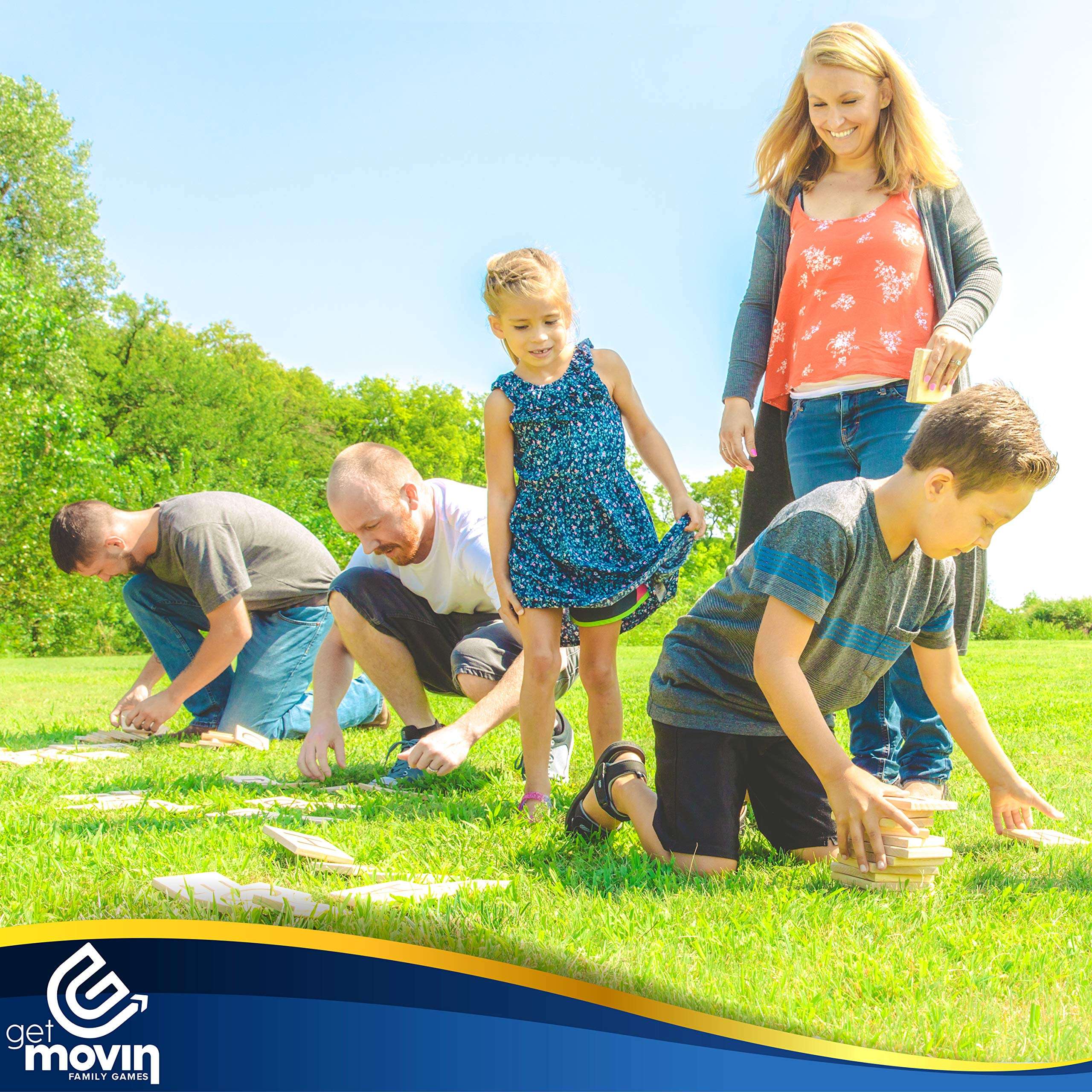 New GIGANTAGRAMS Ultimate Word Game - 146 Giant Size Wooden ABC Tiles - Indoor & Outdoor - Group Events, Parties, Holidays, Bbqs, Reunions - Practice Spelling, for Schools, Educational Fun, GetMovin! 4