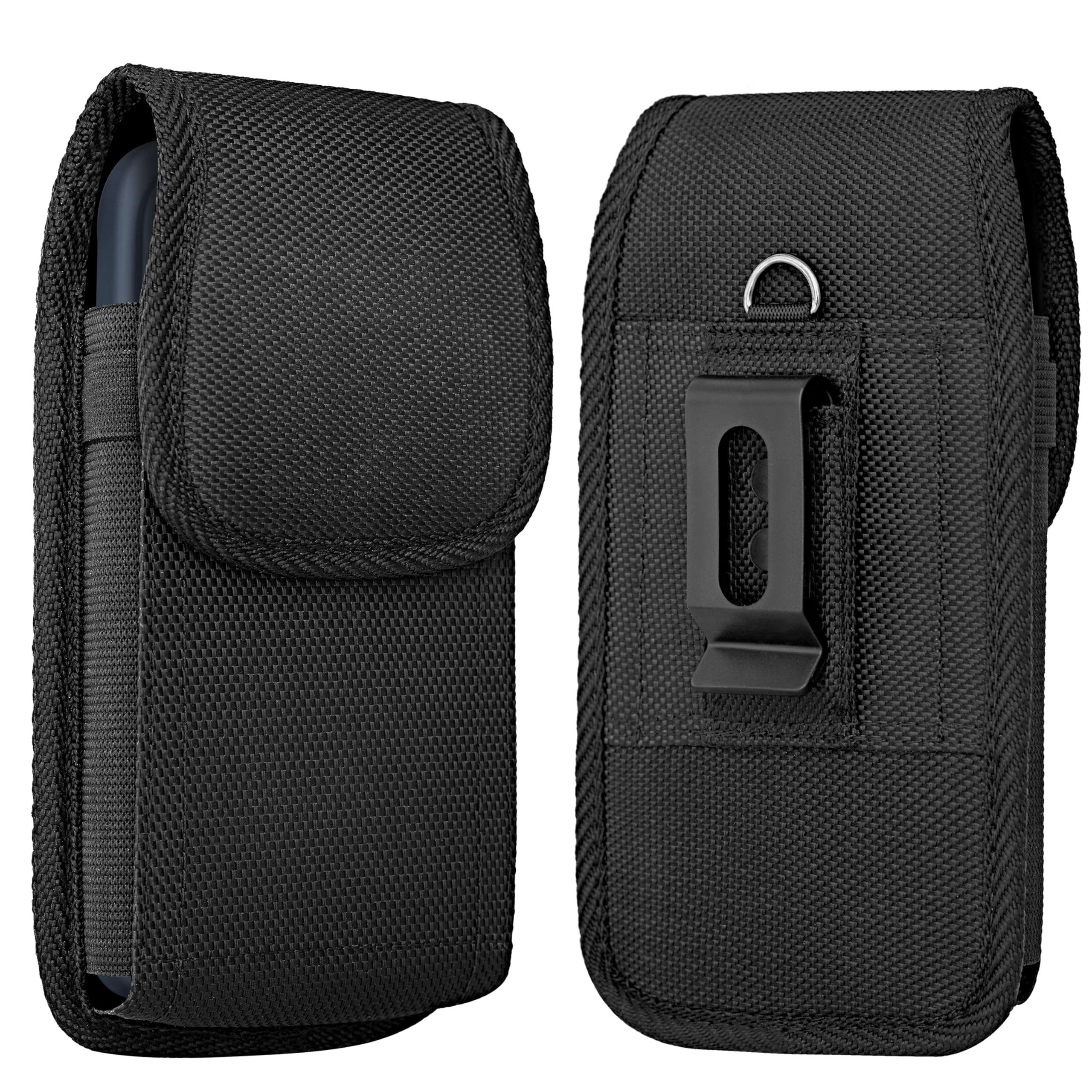 NUVAVO Holster for Samsung Galaxy S25 5G S24 S23 S22 S21 S20 S10 S9 S8 A01 A10e Case with Belt Clip, Cell Phone Belt Holder Pouch Cover for Men (Fits Phone with Case on) Black Nylon 1