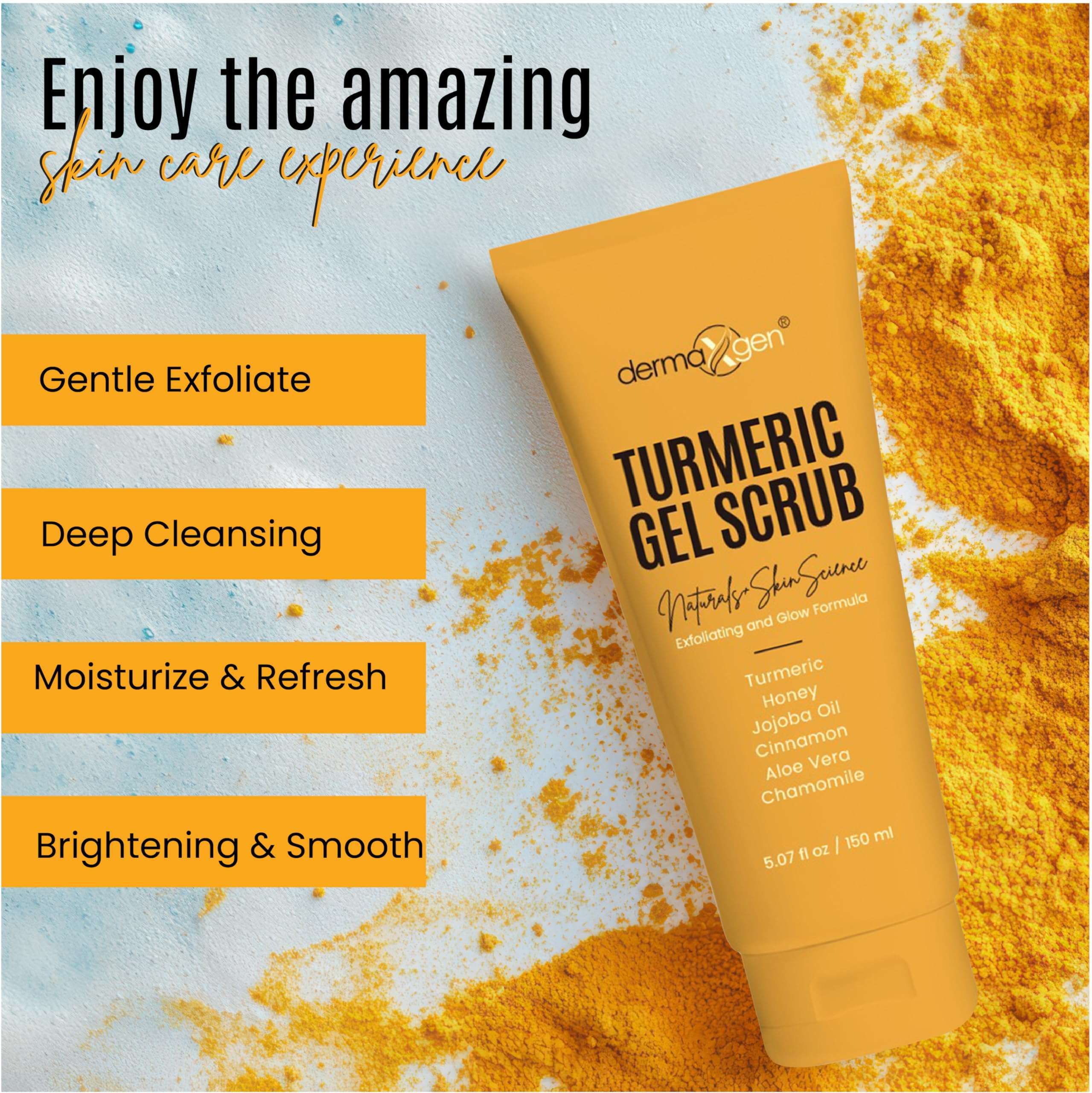 DERMAXGEN Turmeric Gel Scrub – Exfoliate, Brighten, and Refresh Your Skin with Turmeric. Achieve a Smooth, Radiant Complexion by Removing Dead Skin Cells and Impurities for a Natural Glow 5