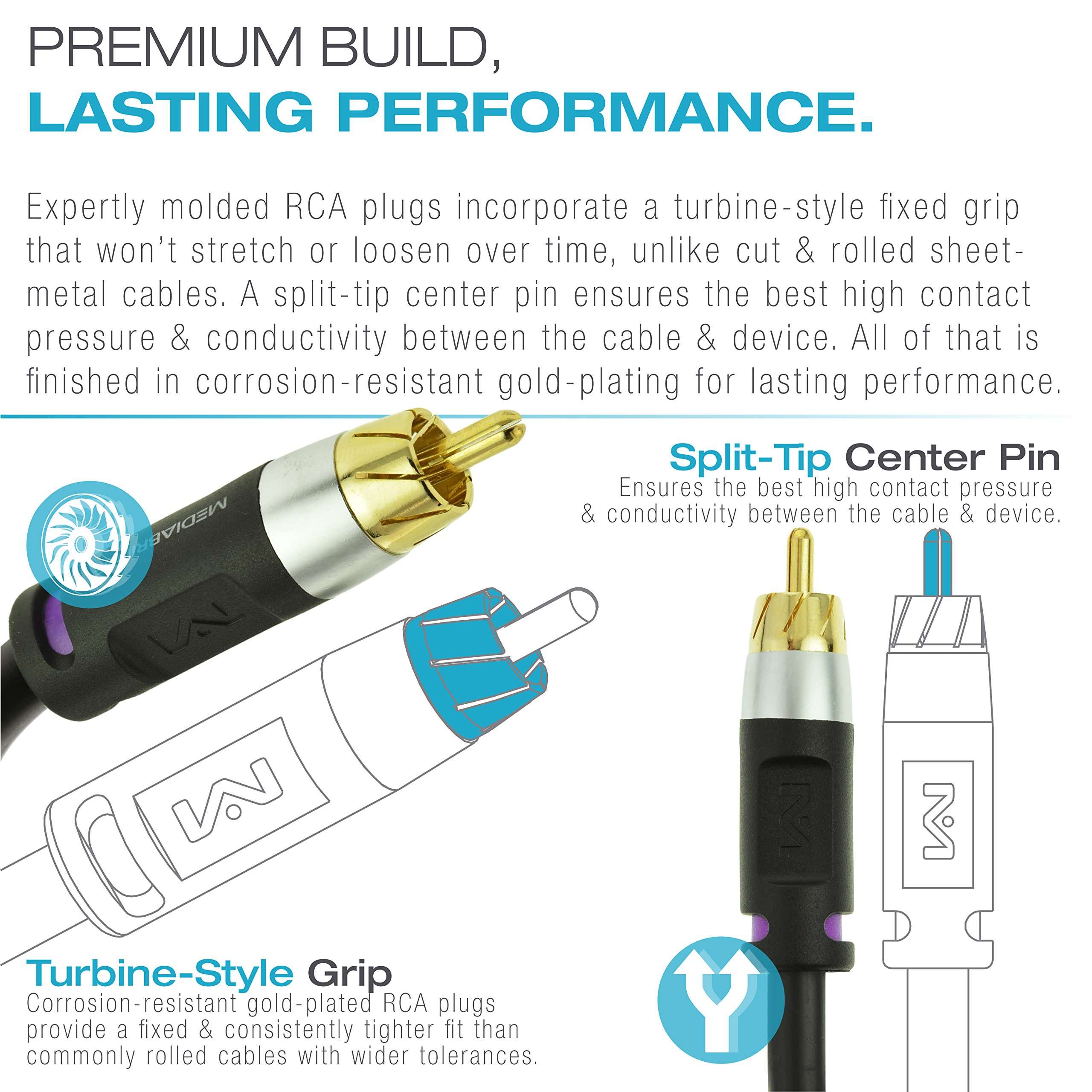 Mediabridge ULTRA Series Subwoofer Cable (15 Feet) - Dual Shielded with Gold Plated RCA to RCA Connectors - Black 4