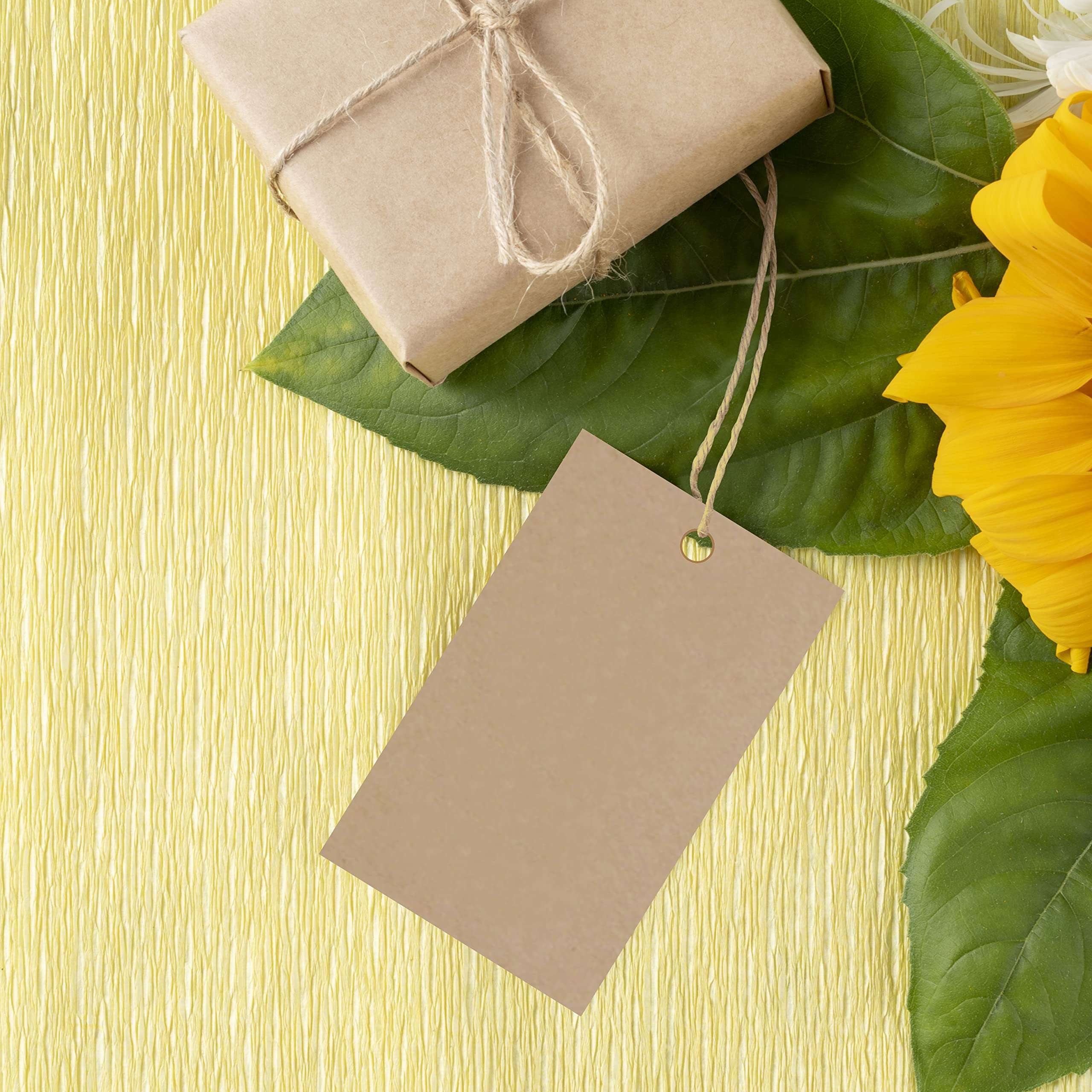 FlyBuy Hub Premium Gift Tags, Double-Sided Available Kraft Paper Price Tags with Jute Twin, Craft Tags Labels Treats Tags for Wedding Christmas Day Thanksgiving (Pack Of 100, Design 12) 3