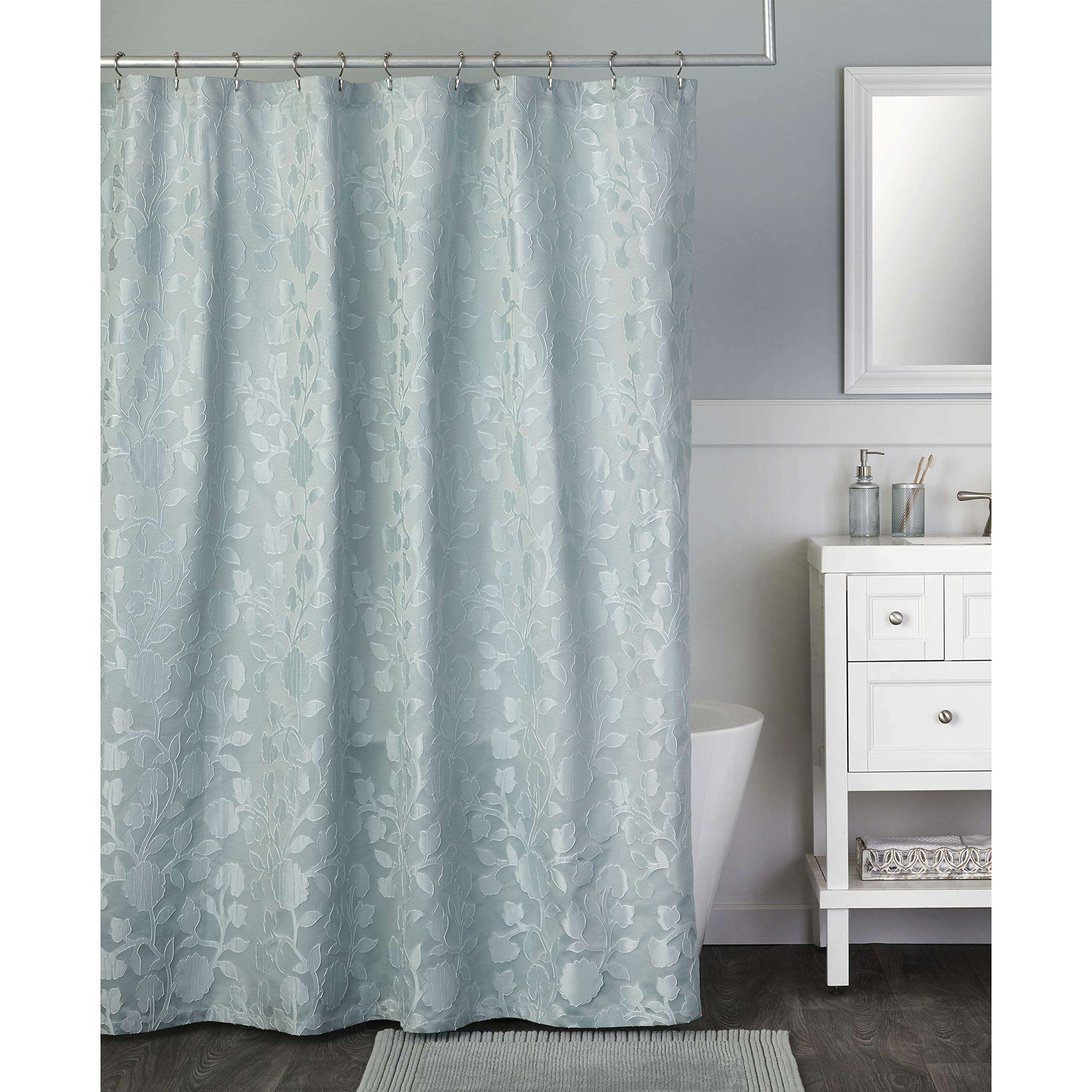 SKL Home Leaf Silhouette Shower Curtain, Aqua 5