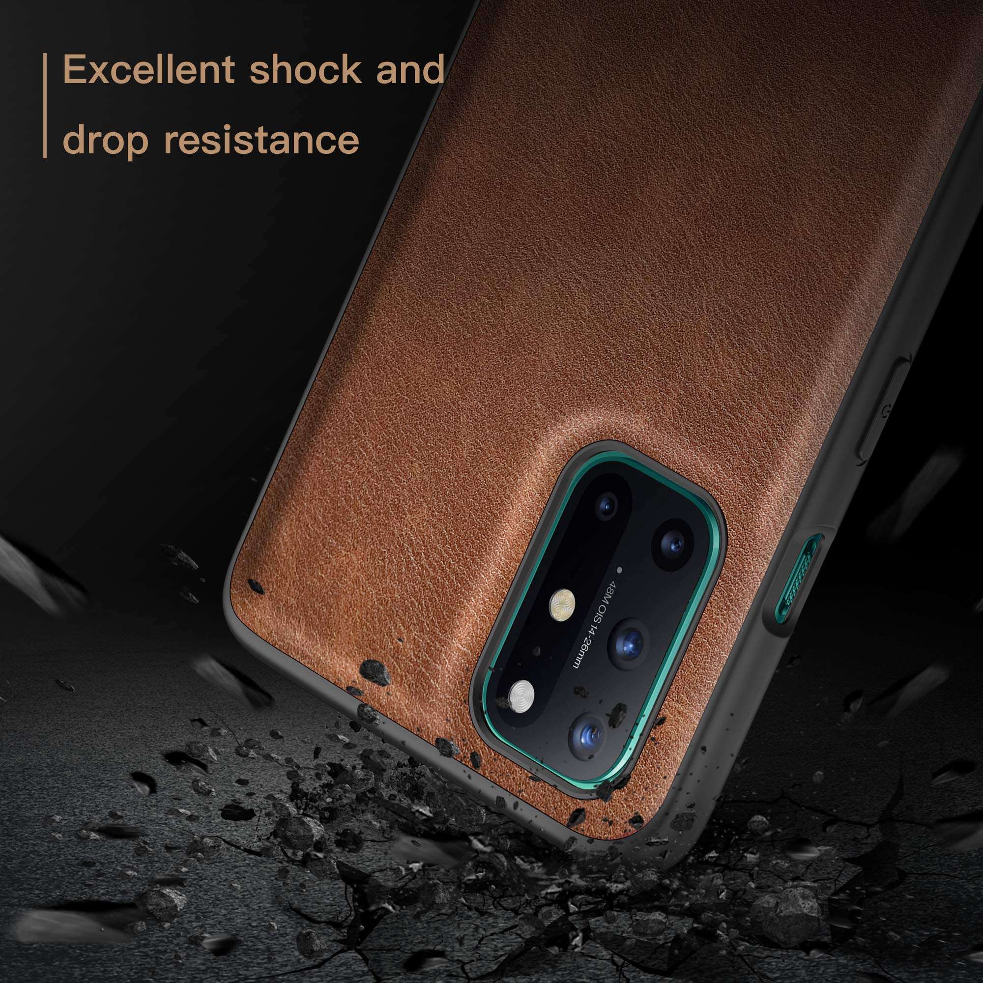 Arkour for OnePlus 8T Case, Premium Ultra-Thin Slim Leather Stylish Elegant Anti-Scratch Shockproof Cover for OnePlus 8T (Brown) 3