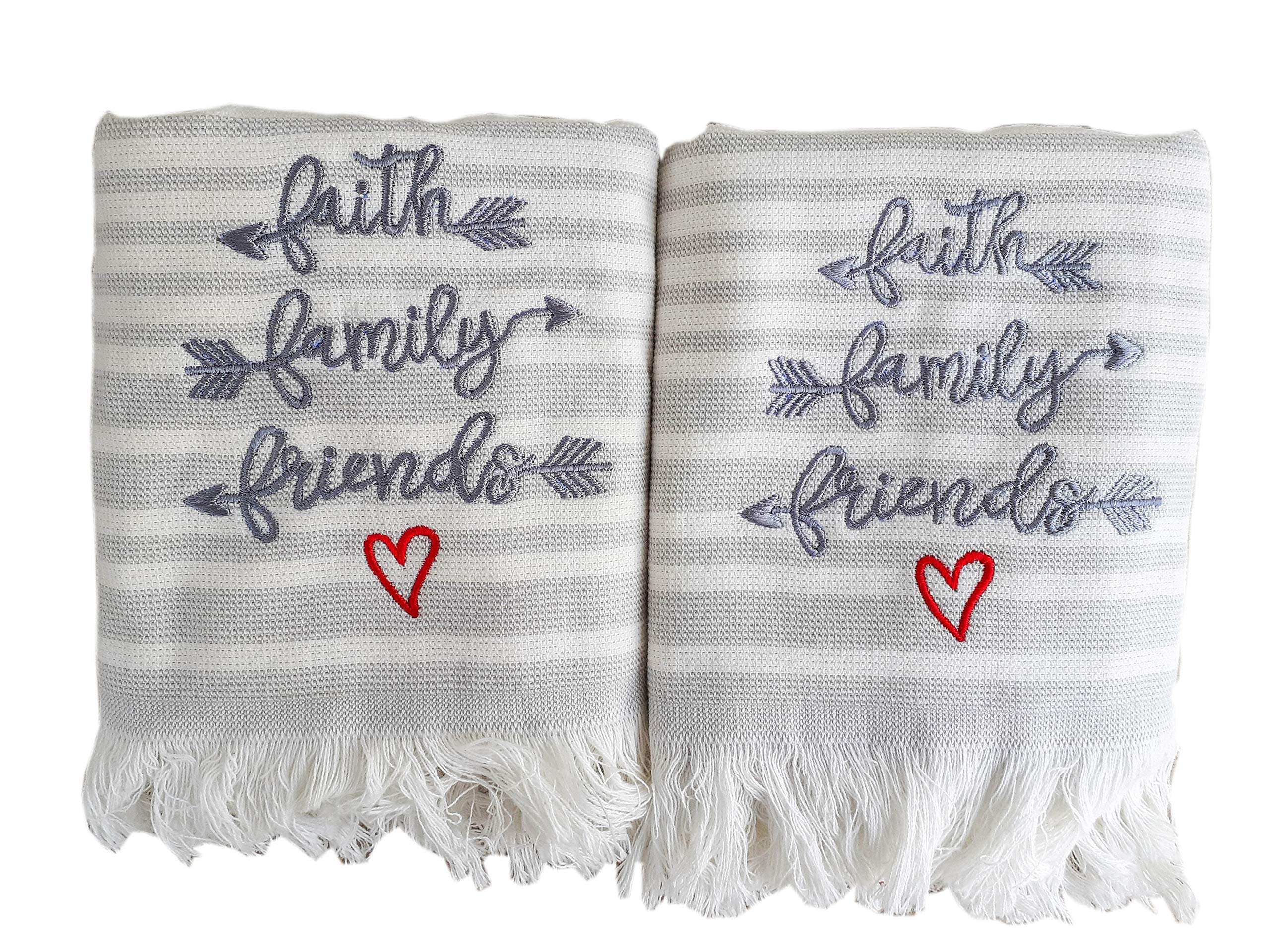 Vivid Deccor- Grey Embroidered Kitchen Towels(Set of 2) (Peach) 1