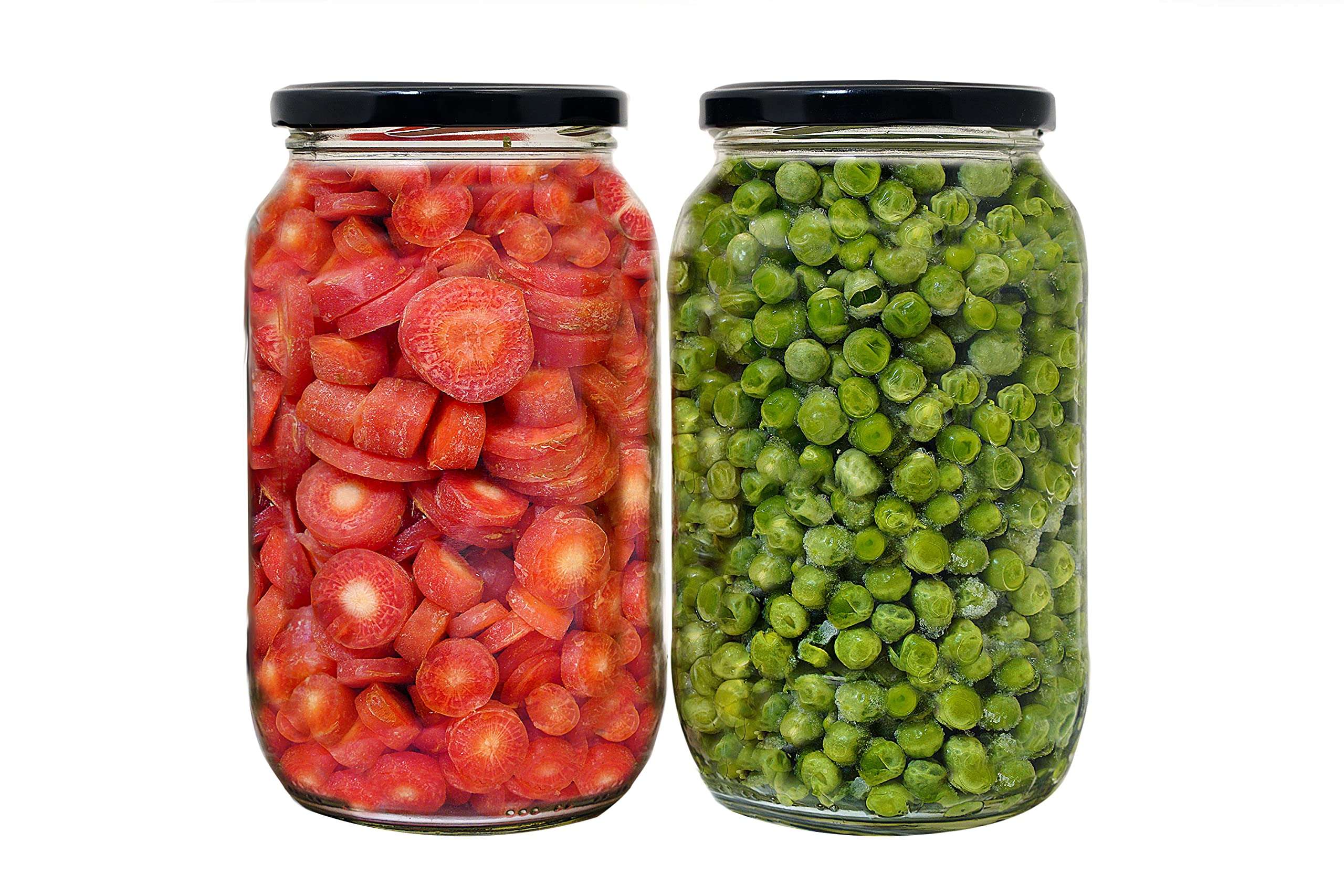 KHOOSHI Air Tight Kitchen Storage 1000 Ml long Glass Jar with Black Metal lid- Spice Masala,Dry fruit ,Pickles Jar- - 1000 ml Glass Grocery Container (Pack of 2, Clear)-1000 ml .