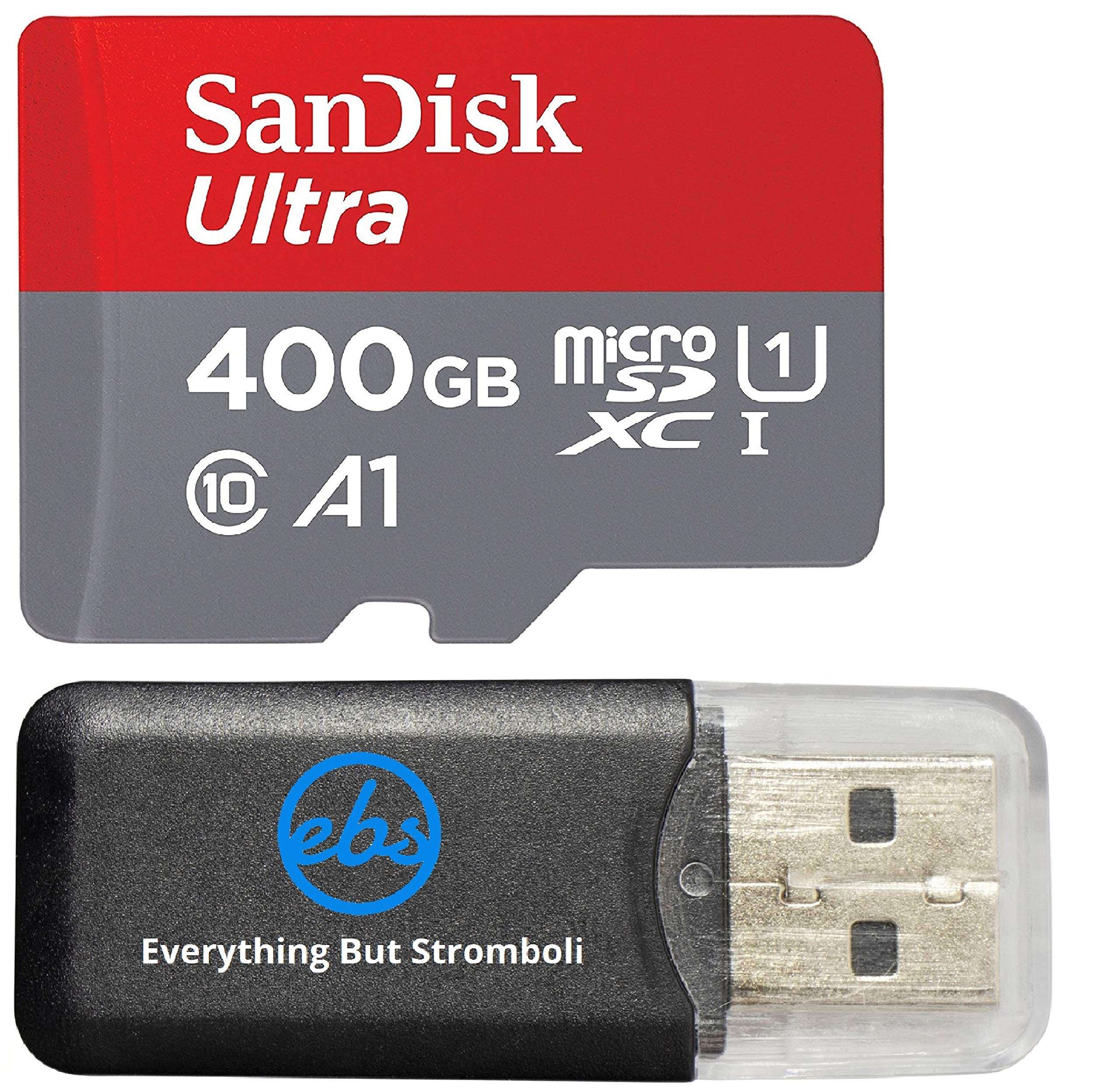 SanDisk 400GB Ultra Micro SDXC Memory Card Works with Samsung Galaxy Tab A (2018), Tab 10.5, Tab S4 Cell Phone UHS-I Class 10 (SDSQUAR-400G-GN6MN) Bundle with (1) Everything But Stromboli Card Reader 1