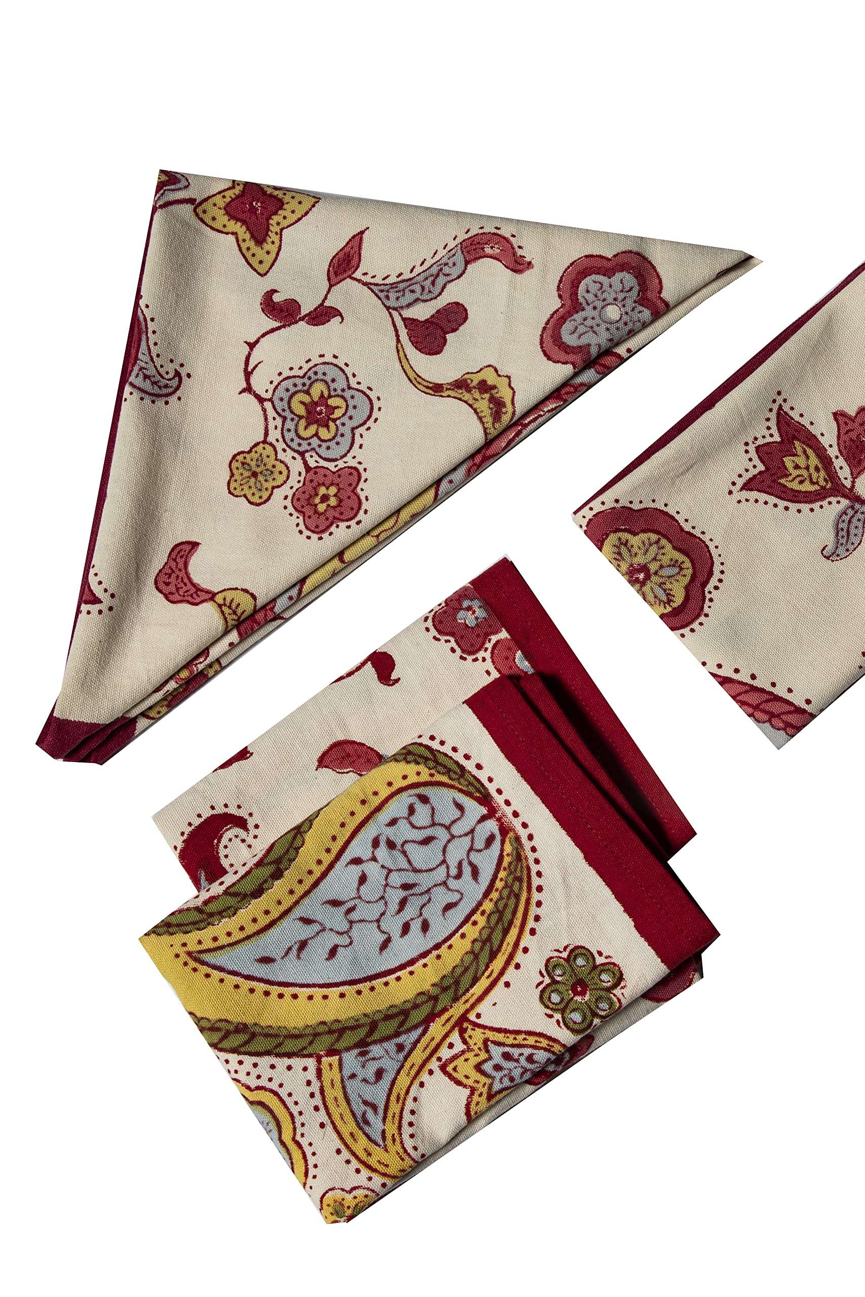 CONTRAST LIVING Parenki Hand Block Printed Kitchen Towel/Dish Towel/Hand Towel Multi Color Set of 3 Pcs 2