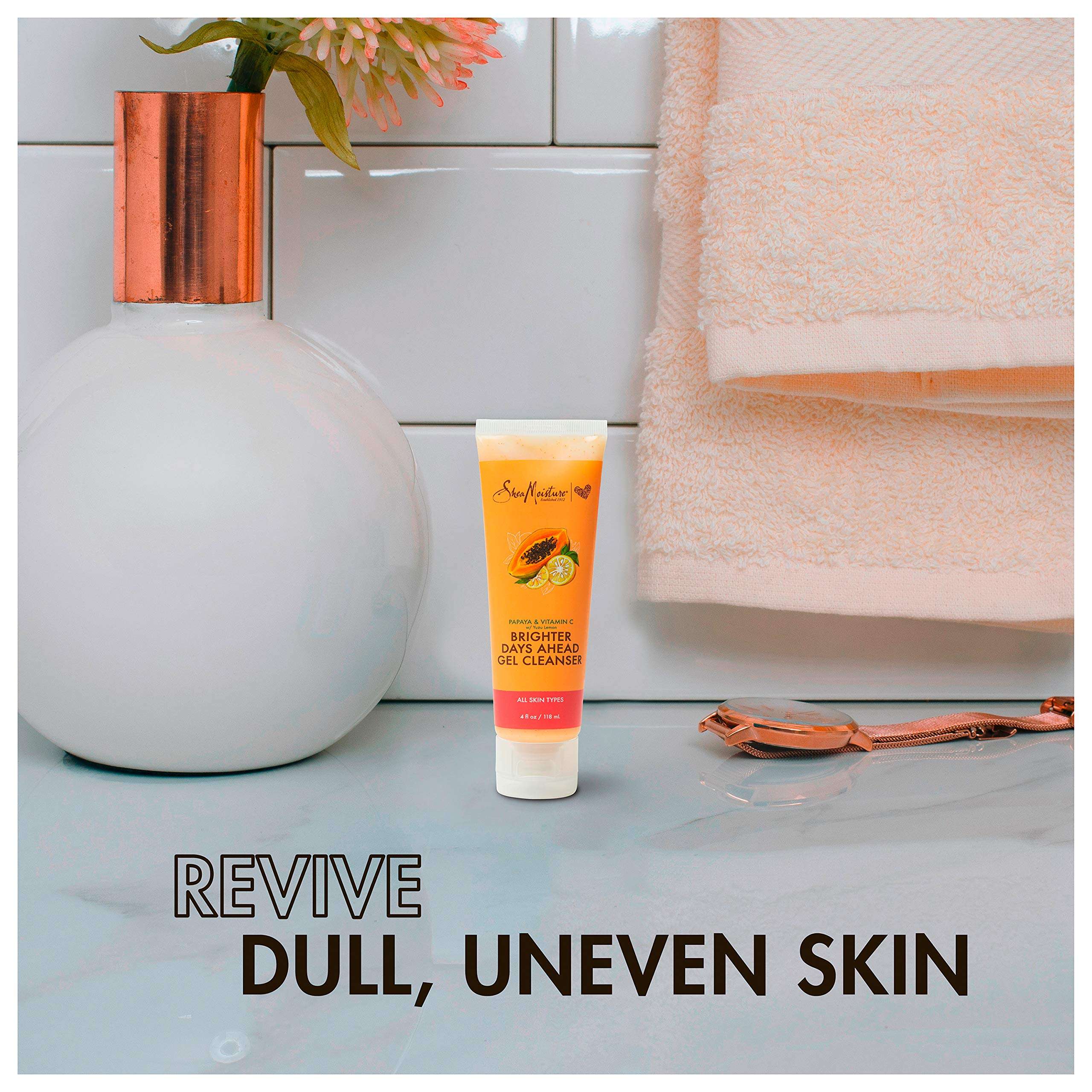 SheaMoisture Gel Cleanser For Dull, Uneven Skin Tone Papaya and Vitamin C Face Cleanser For Uneven Skin Tone 4 oz (Pack of 2) 5