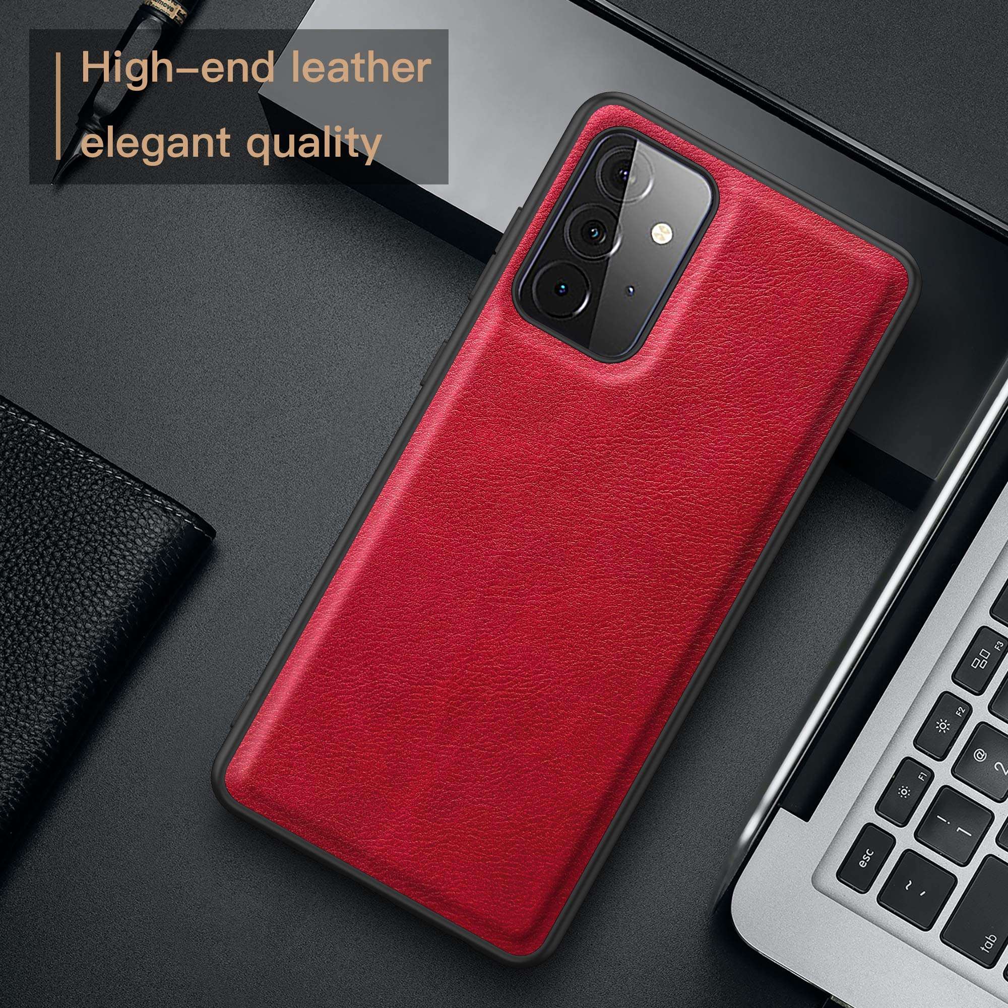 kqimi Compatible Case for Samsung Galaxy A52 5G Case, Premium Leather Slim Stylish Soft Grip Shockproof Anti-Scratch Protection Cover Cases for Galaxy A52 5G Case(6.5") 2021 (Red) 3
