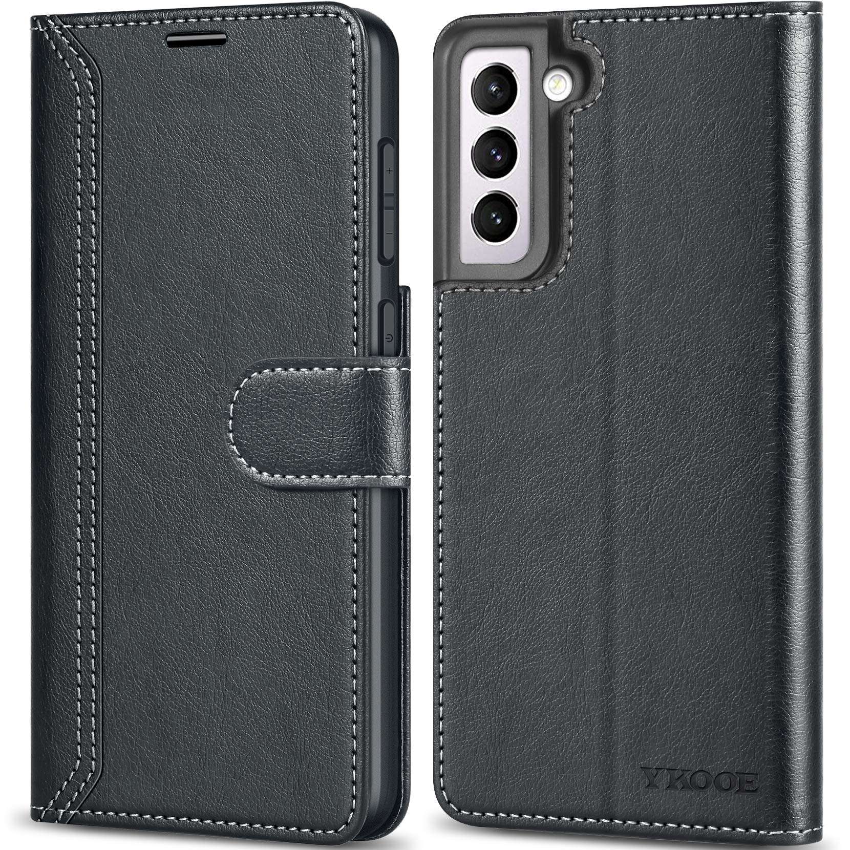 ykooe for Samsung Galaxy S21 Plus Case 6.7", Galaxy S21 Plus 5G Wallet Case Classic PU Leather Flip Fold Protective Cover with Card Holder and Magnetic Closure for Men, Black 1