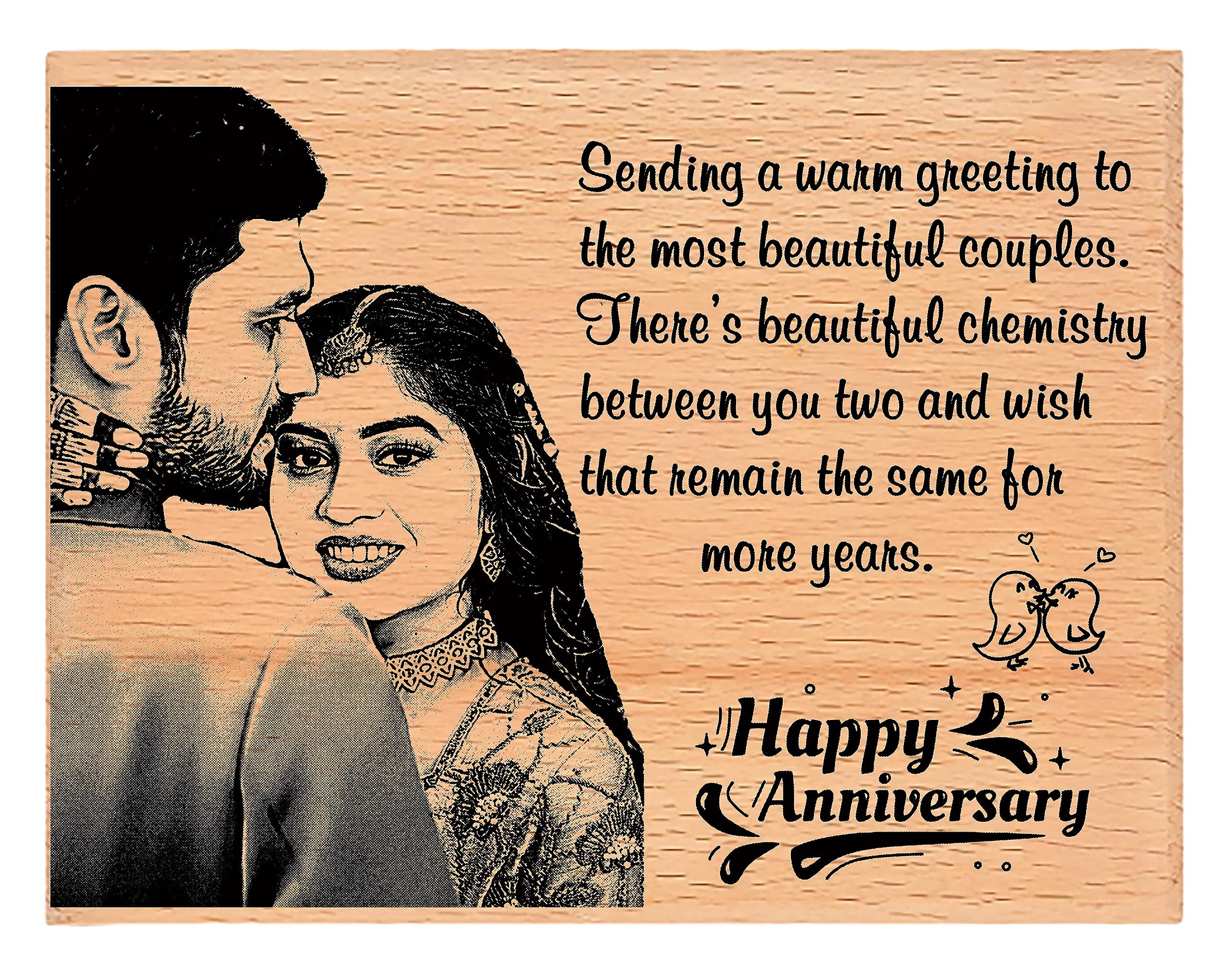 Shivansh Gifts Wooden Engrave Photo Plaque,Anniversary Gift,Customize Gift For Wife/Husband (8 x 6 Inch)