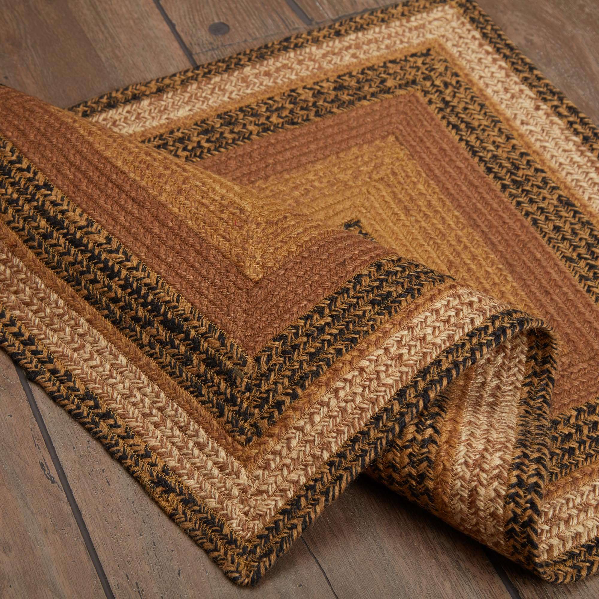 VHC Brands Kettle Grove Primitive Jute Black Striped Accent Rug Rectangle w/Floor Pad 24"x36" 5