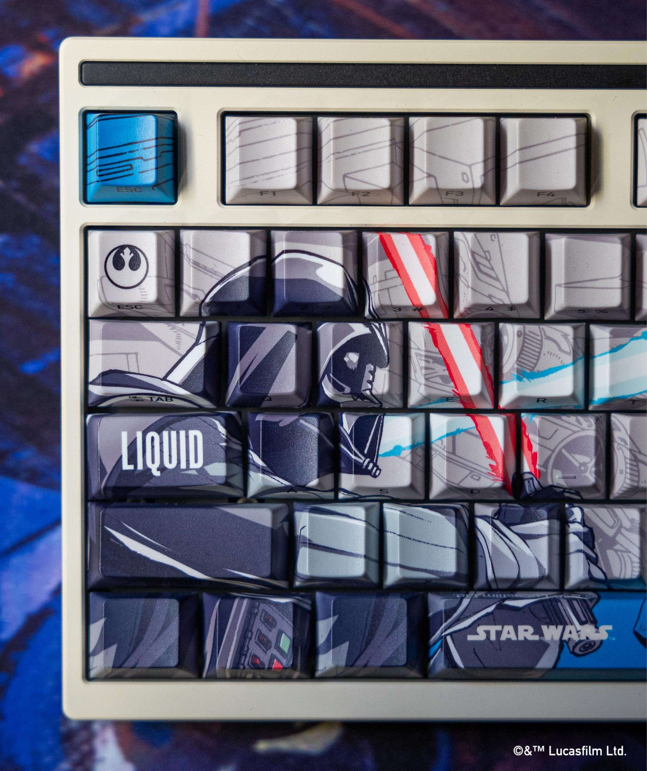 Team Liquid Star Wars Boba Fett PBT Dye Sub Keycaps for Mechanical Gaming Keyboards, Cherry MX Switches, Custom Side Print, ANSI ISO Support, US Layout - Officially Licensed 6