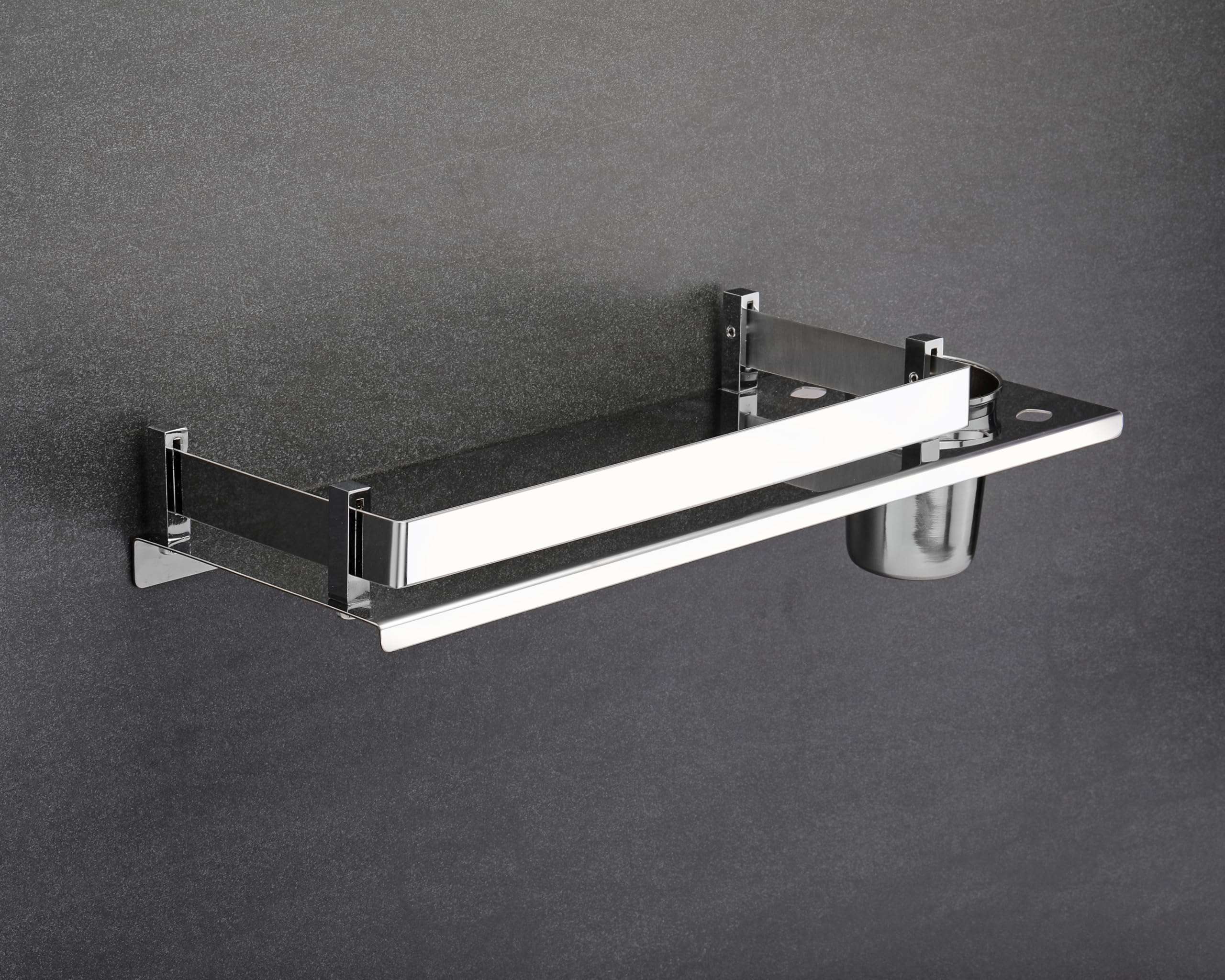 Kaashvini Bathroom Shelf/Multipurpose Bathroom Organizer Shelf with Attached Tumbler, Holder for Wash Basin and Bathroom (5X15 Inches) 2 in 1 3