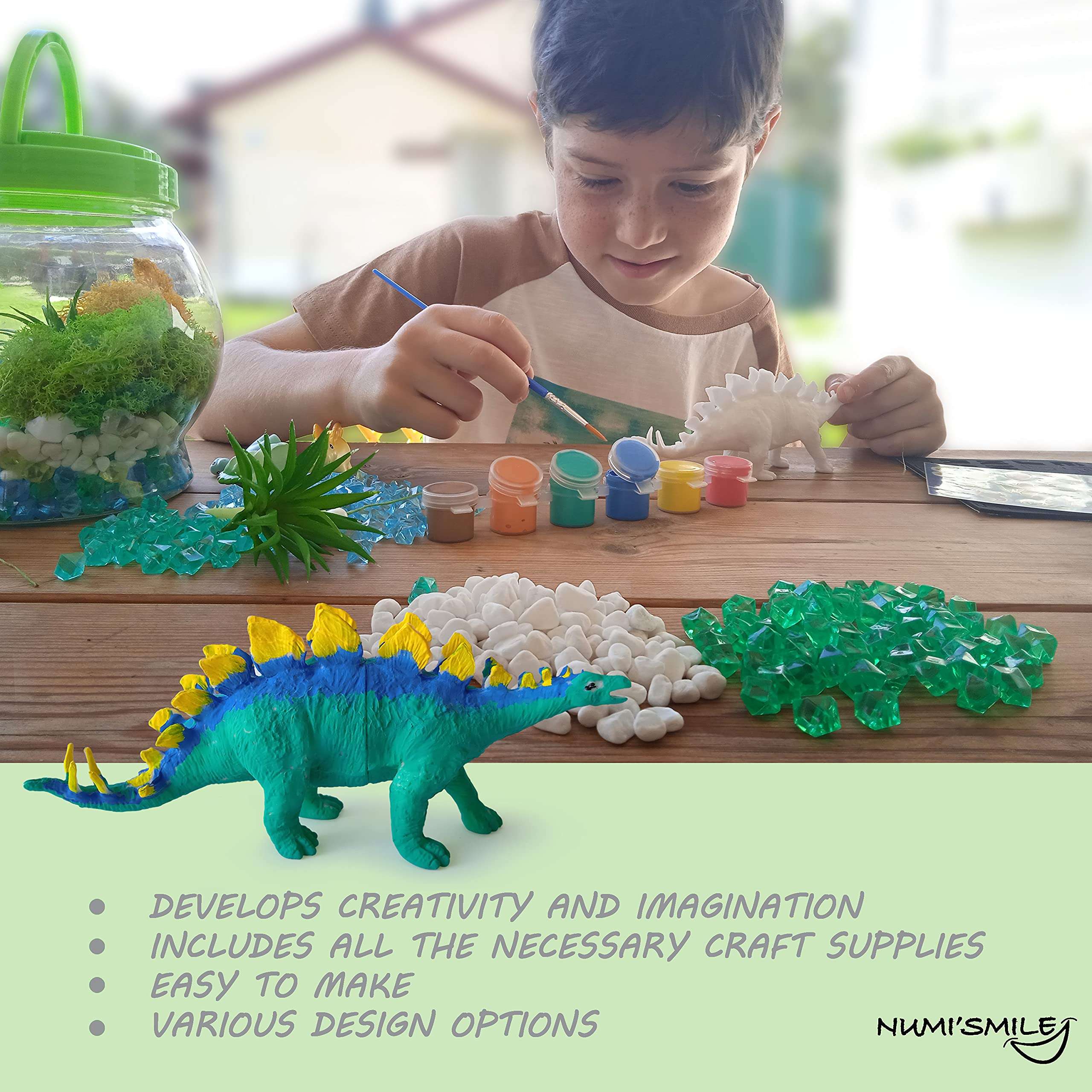 Make Your Own Light-Up Dinosaur Terrarium Kit for Kids and DIY Dinosaur Painting Kit, Gifts for Kids Boys and Girls Ages 4 5 6 7 8 9 10 Years and Up, Dinosaur Toys Arts and Crafts Night Light Project 6