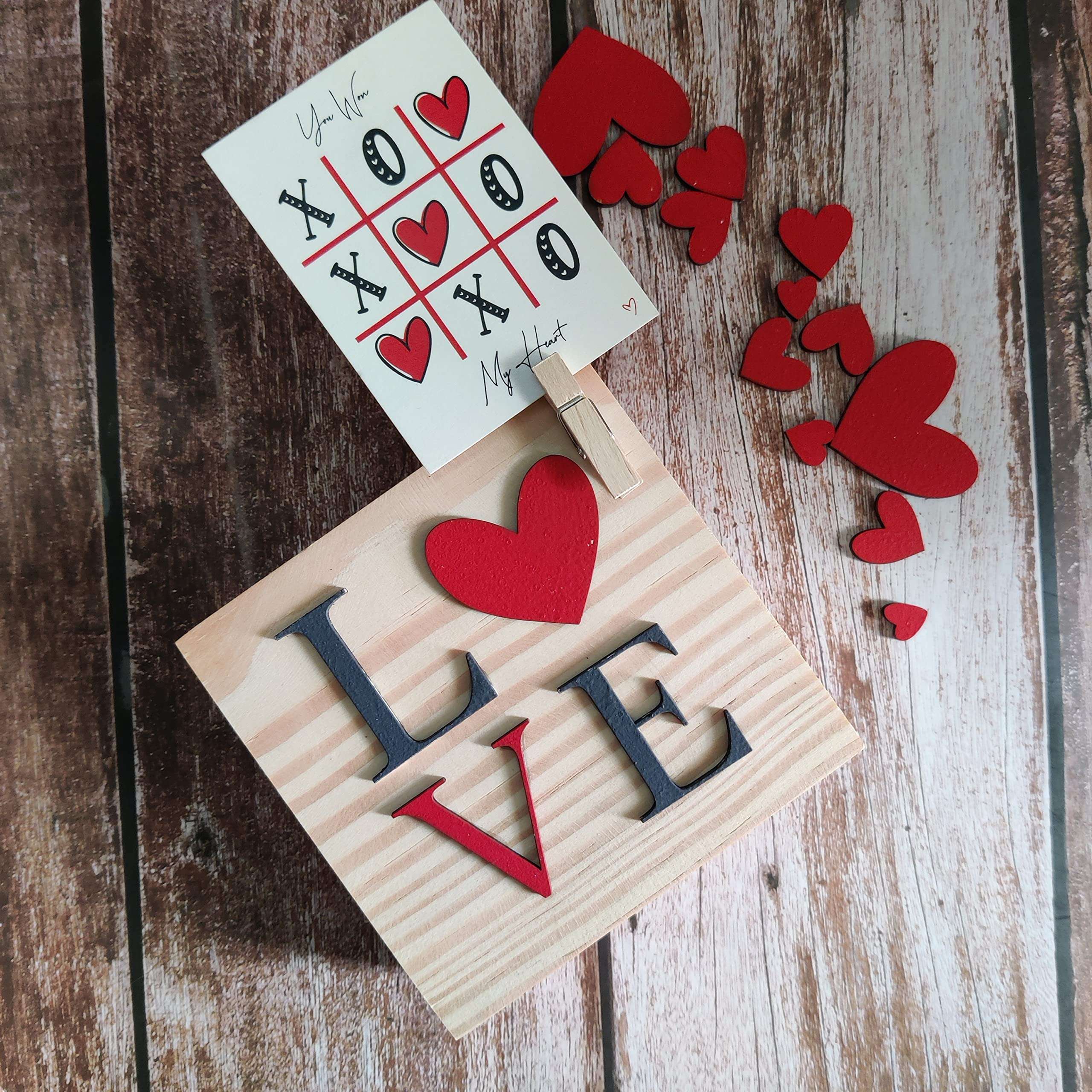 IMI Studios Love Valentine Natural Pinewood Block 4x4 Inches with Picture Clip 3