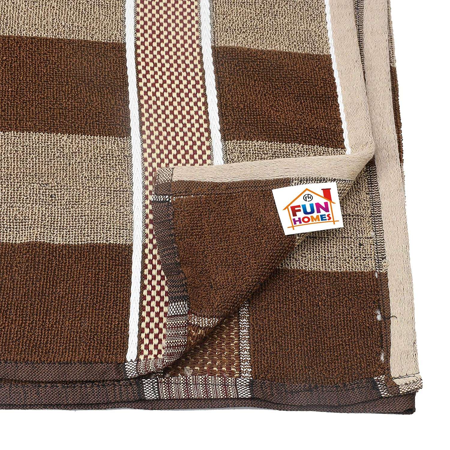 Fun Homes Lining Cotton Bath Towel with Check Border, 30"x60"- Pack of 4 (Dark & Light Brown)-HS_38_FUNH21408 6