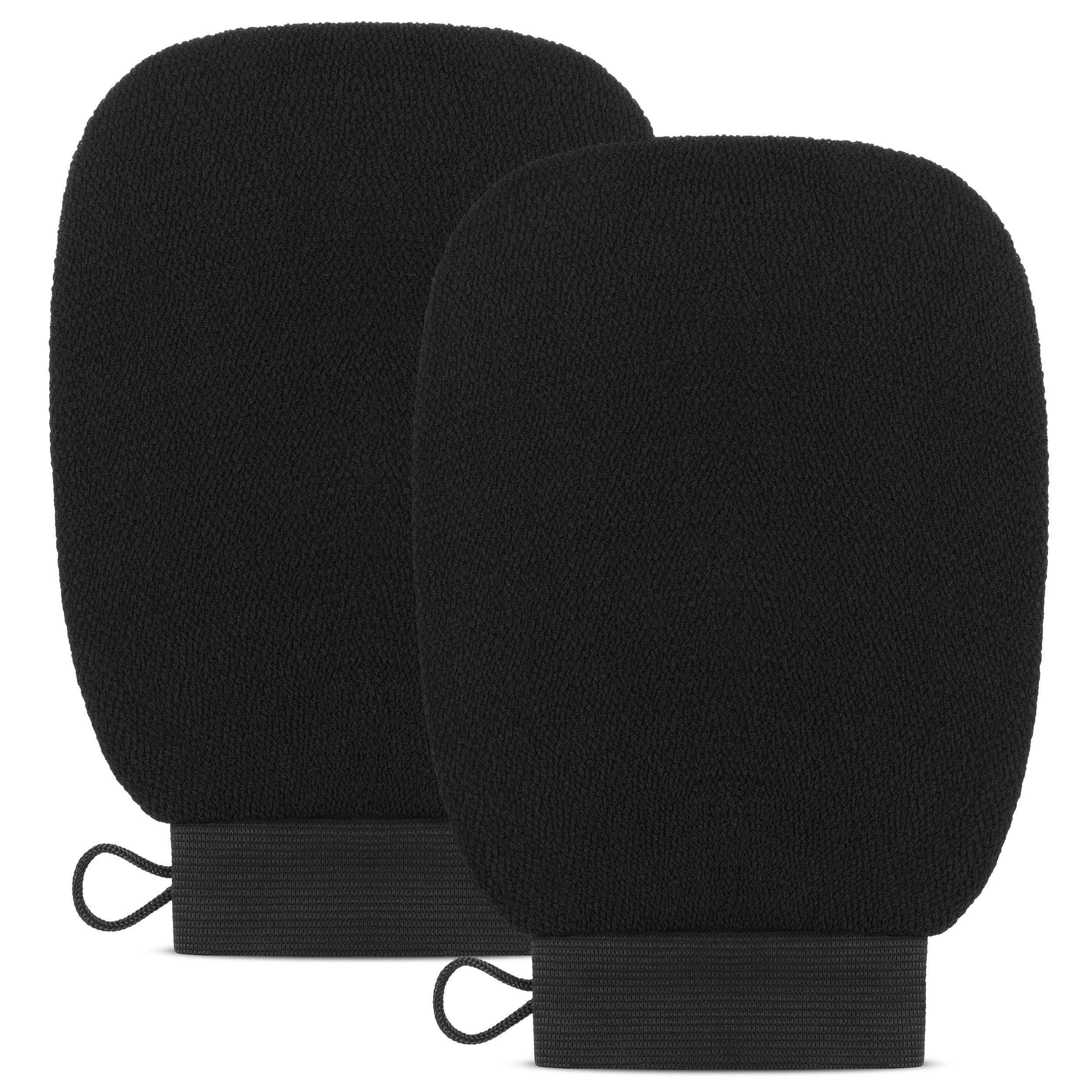 Valitic Exfoliating Glove - Body Scrubber Exfoliator Mitt for Use at Shower or Bath - Exfoliating Body & Face Dead Skin Remover - Korean Style Exfoliating Women & Men Washcloth - Pair Black 1
