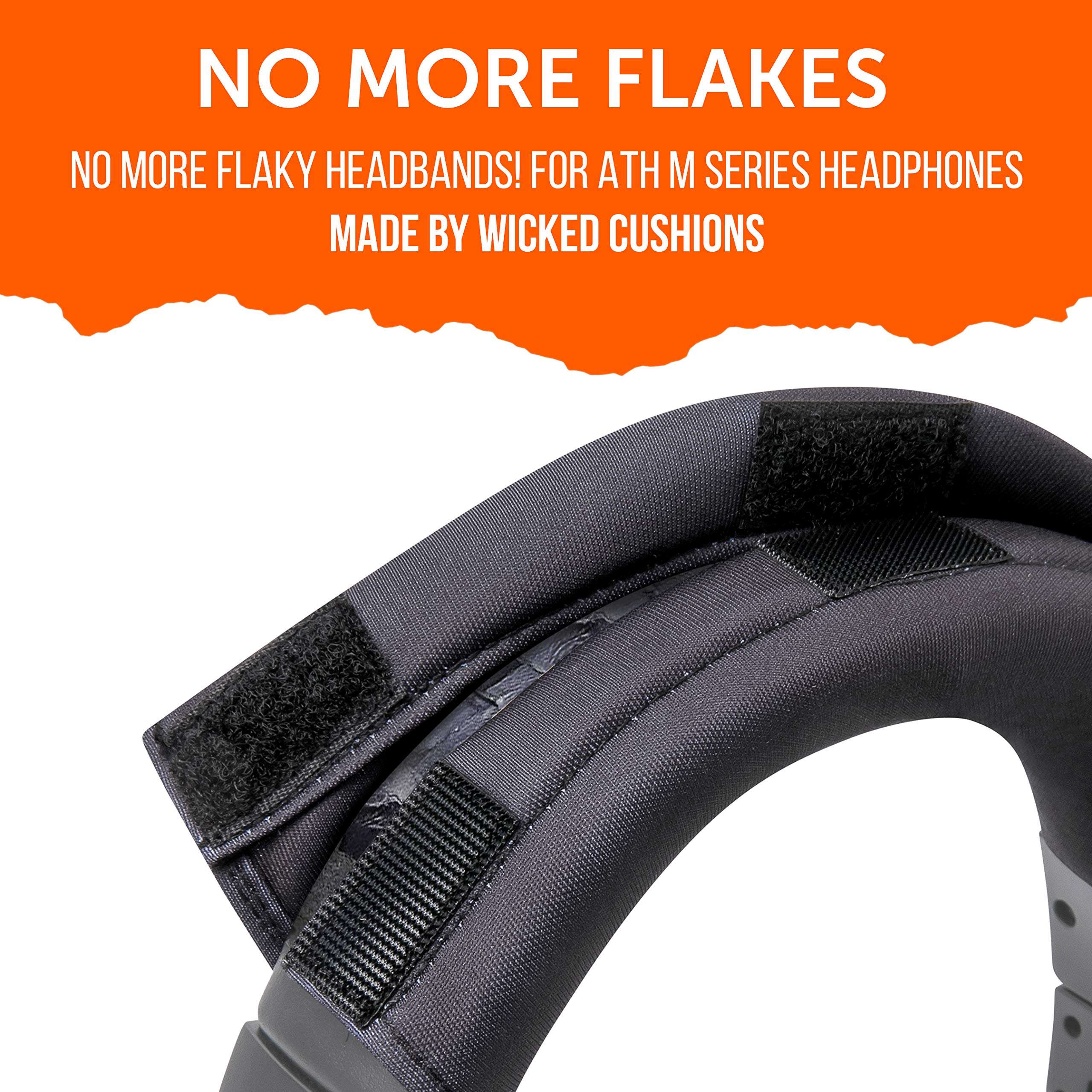 WC BandZ Protective Headphone Headband Cover for Audio Technica ATH M Series Headphones - Machine Washable, No More Flaking Leather - Compatible with M50X / M50XBT / M50 / M40X & More | (Black) 4