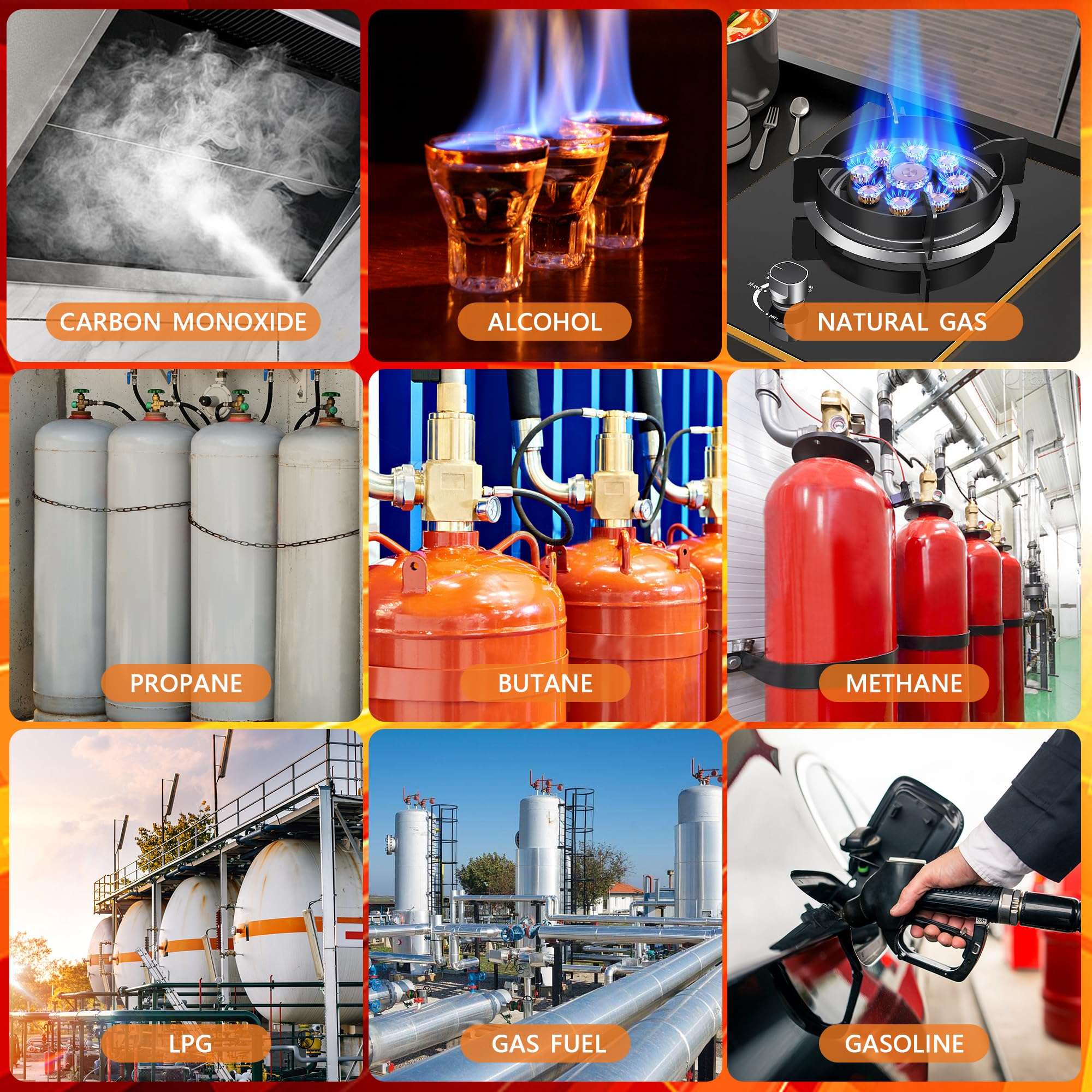 Carbon Monoxide Detectors, 2Pack 4-in-1 Natural Gas Leak Detector & Temperature/Humidity Monitor 4