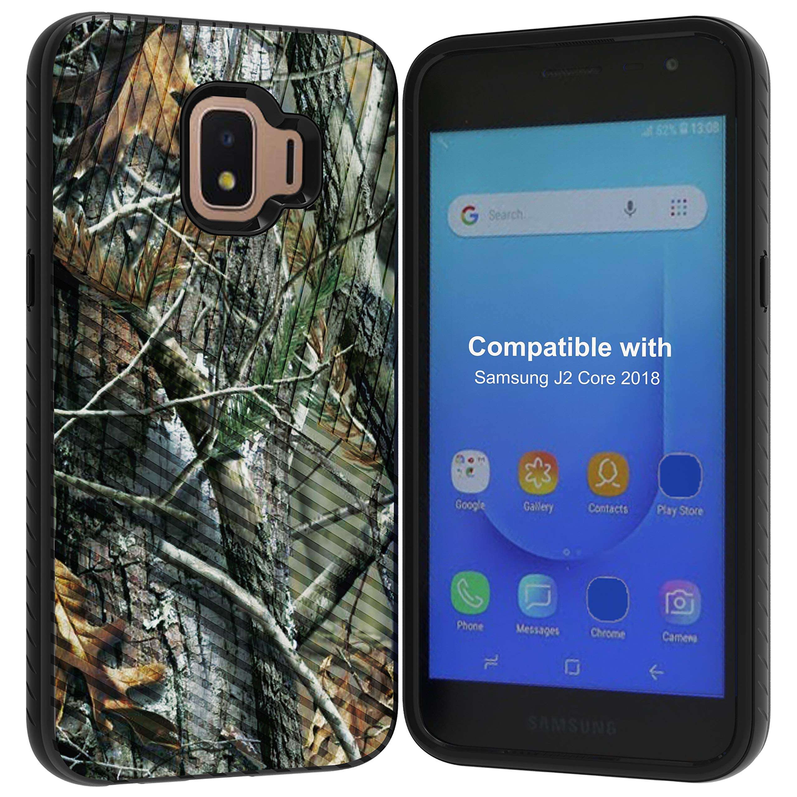 MINITURTLE Compatible with Samsung Galaxy J2 Core, Samsung Galaxy J2 Pure, Samsung Galaxy J2 Dash, J2 (2019) Hard Shell Embossed Case Protective Dual Layer - Tree Camo 6