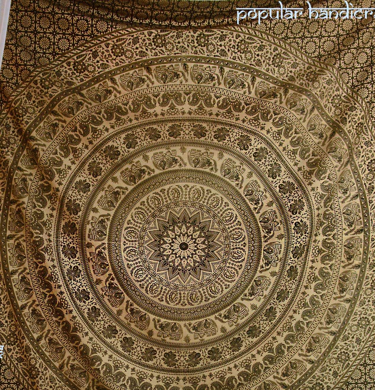 Popular Handicrafts Wall Hanging Tapestry for Bedroom Gold Elephant Indian Mandala Wall Art, Hippie Bohemian Tapestry Dorm Decor Metallic Shine King Size Tapestries 1