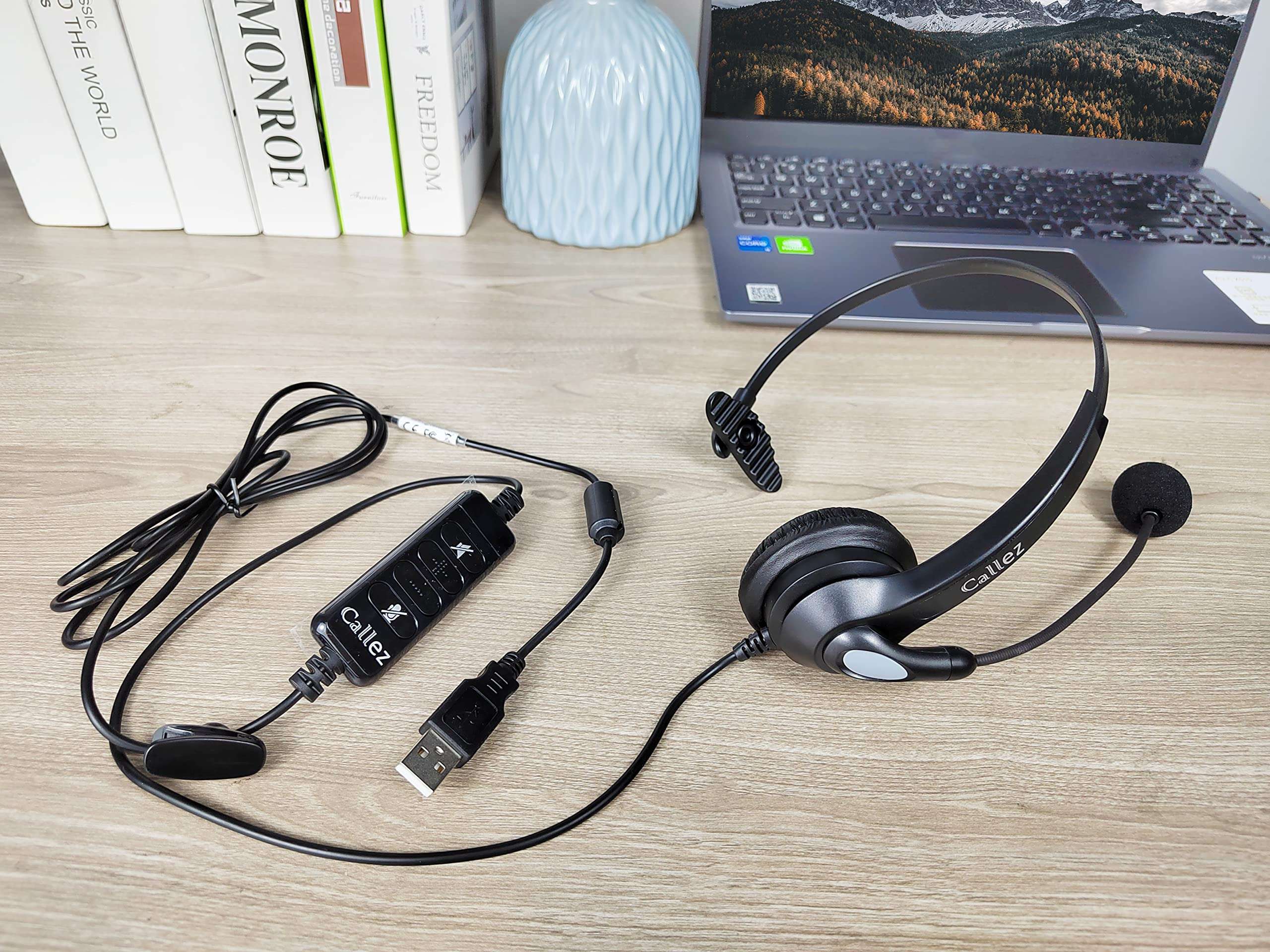 USB Headset with Microphone for PC, Computer Headset with Microphone Noise Cancelling & Mute for Mac Laptop, Wired USB Headphones for Call Center Office Classroom Skype Zoom 6