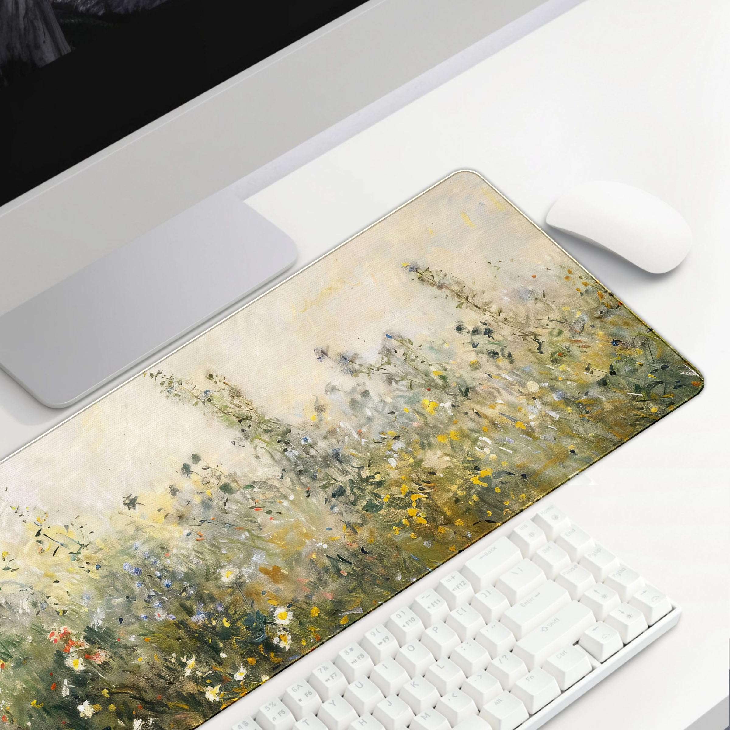 Yellow Wildflower Large Mouse Pads for Desk Accessorie,Retro Flroal Desk Mat,Office Supplies for Women 31.5x11.8 in 6