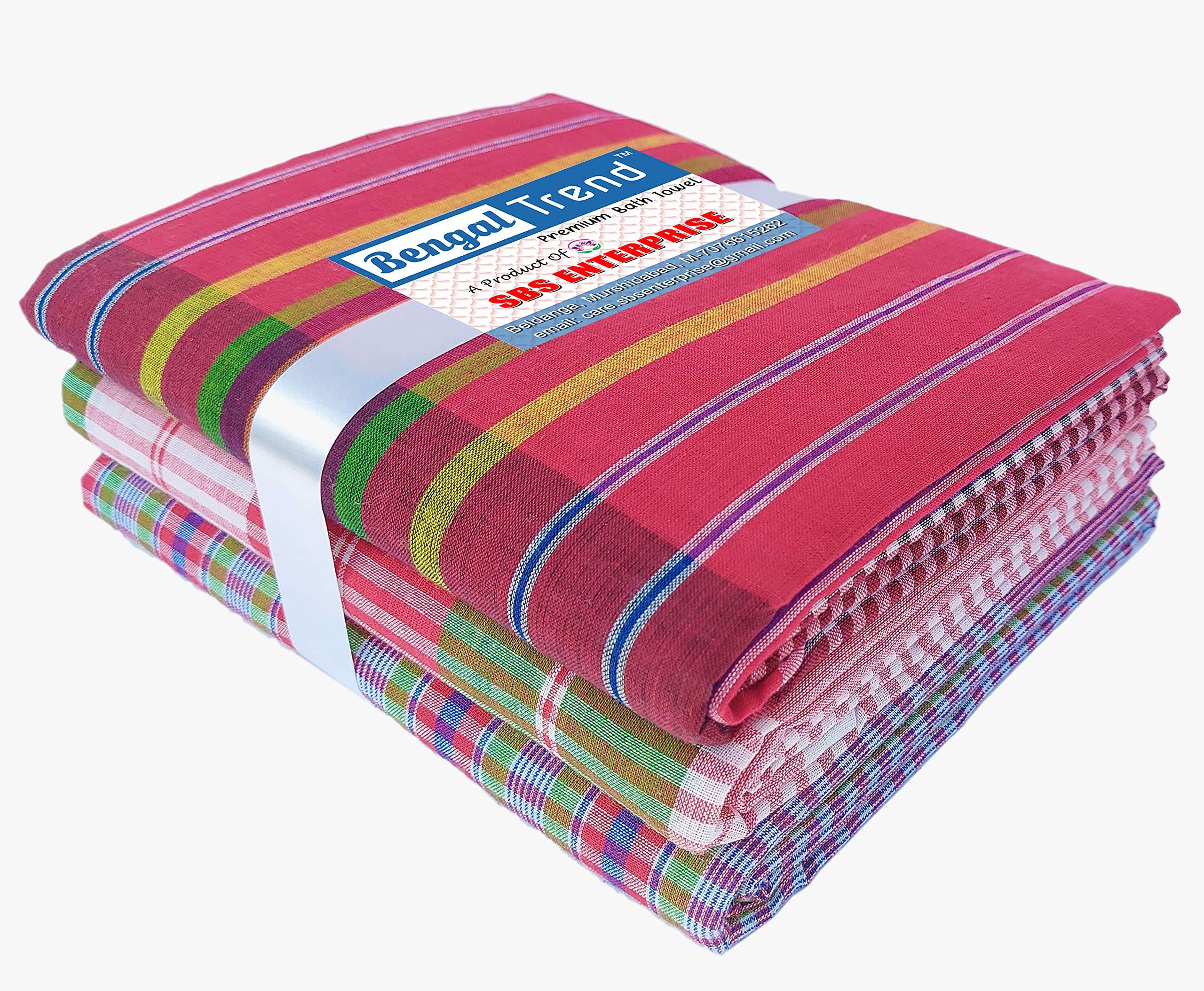 Bengal Trend Cotton Gamcha for Men and Women (Large XXXL, Multicolor) -Combo Set of 3 1