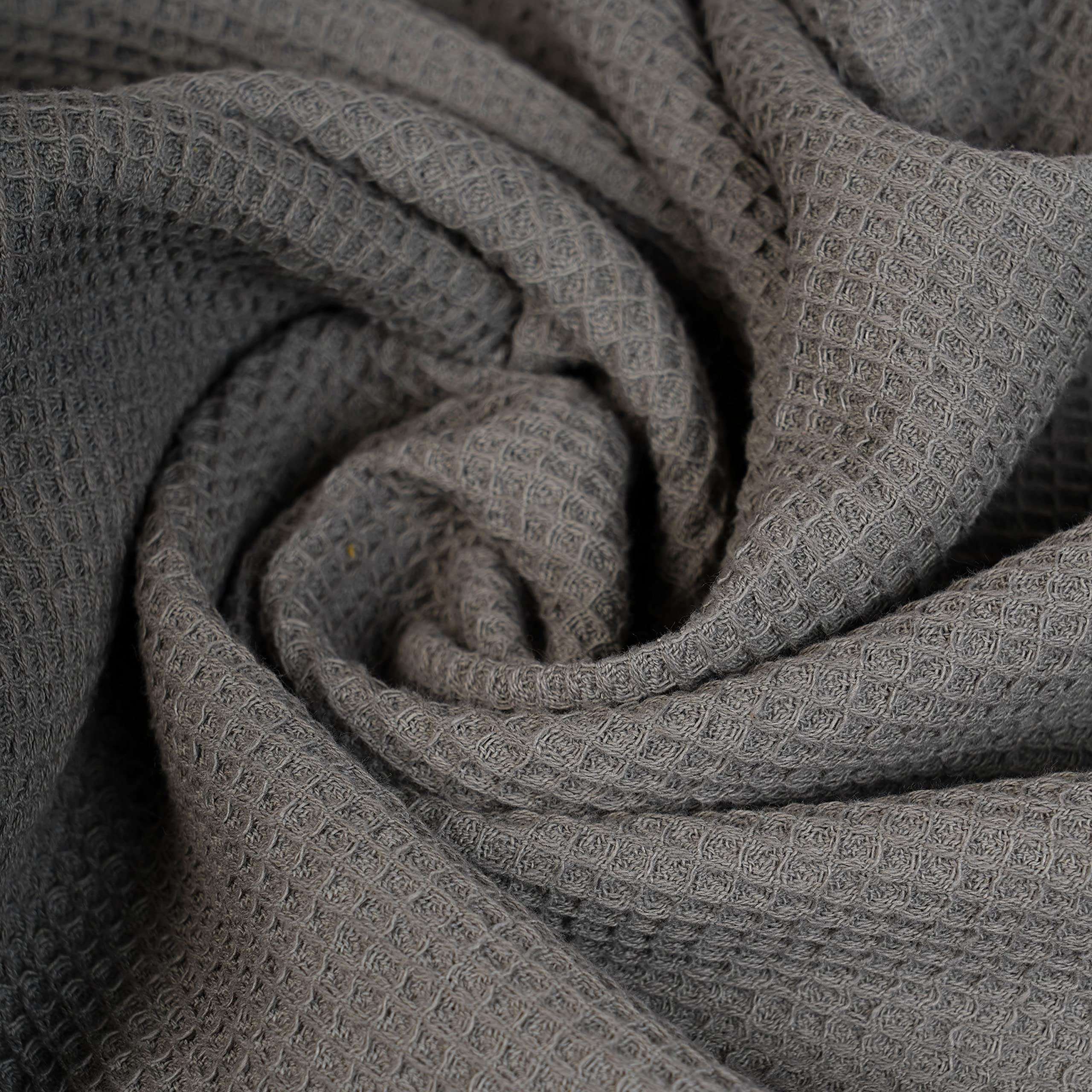 VLiving Nostalgia Grey Waffle Cotton Kitchen Towel with Black Micro Pompom Lace Edging, 20"X28" 4