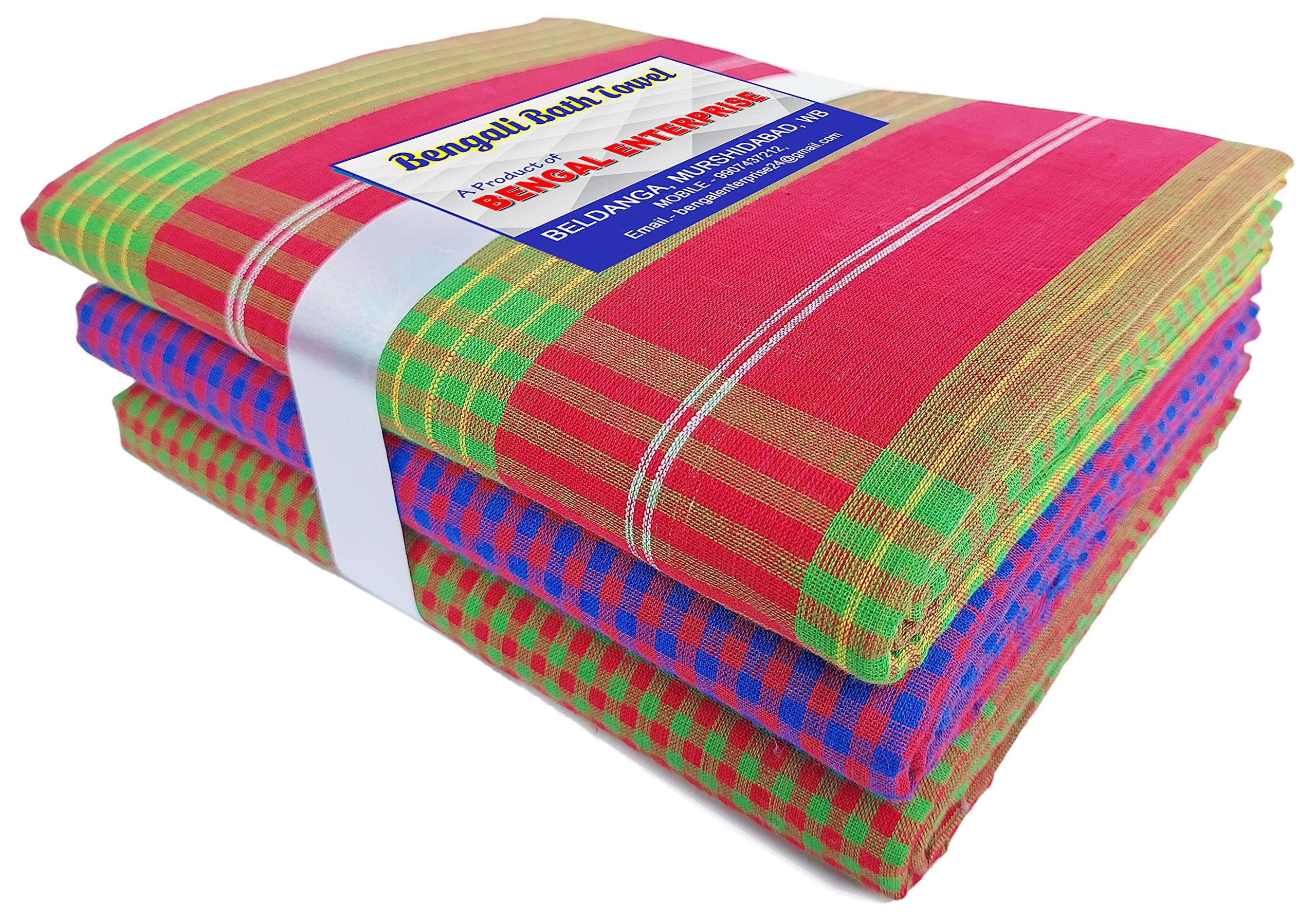BENGAL ENTERPRISE Gamcha Cotton Bath Towel for Men & Women Large Size Stylish Soft Bengali Towels XXXL Combo Set of 3 5