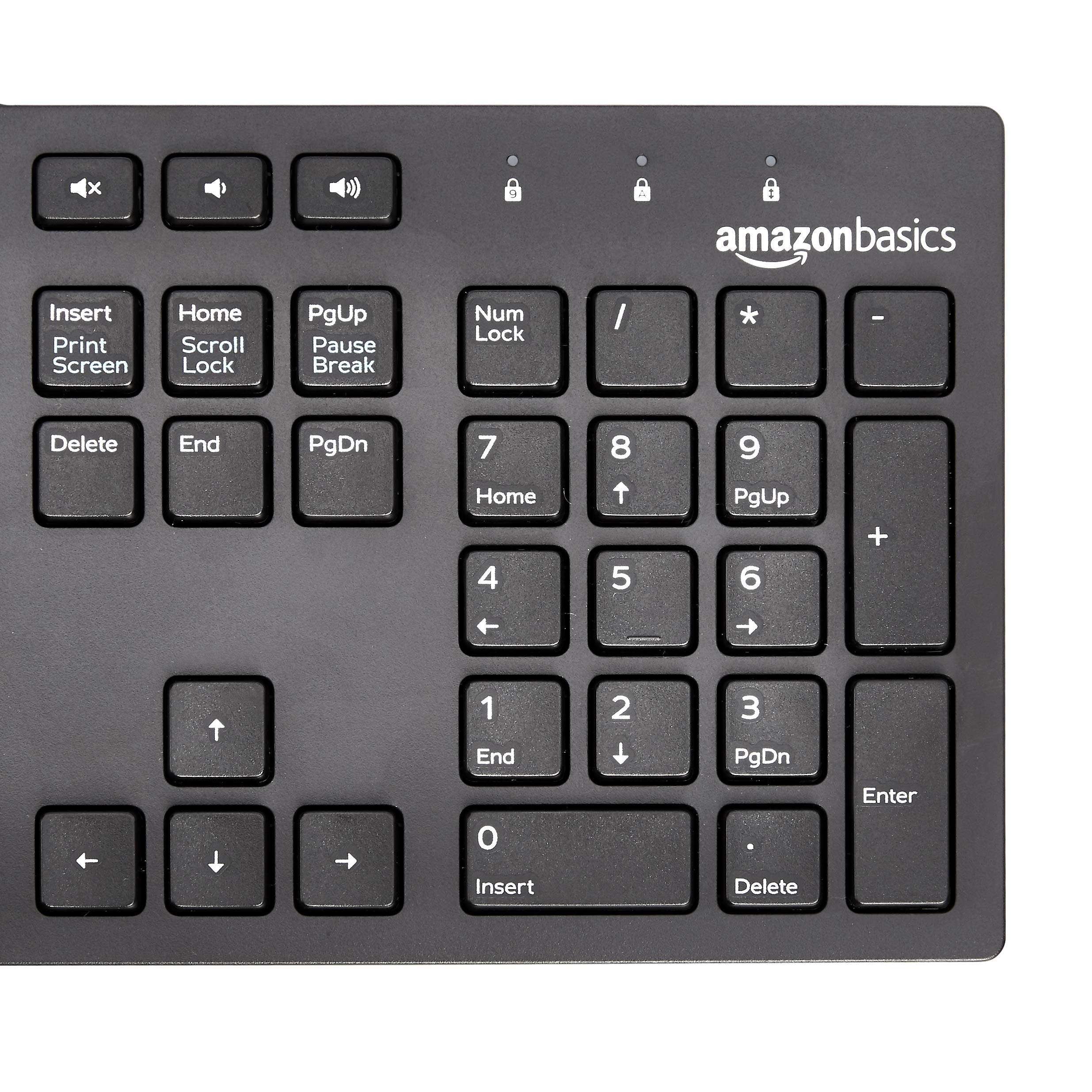 Amazon Basics Matte Black Wired Keyboard, US QWERTY Layout, 10 Pack one Carton 5