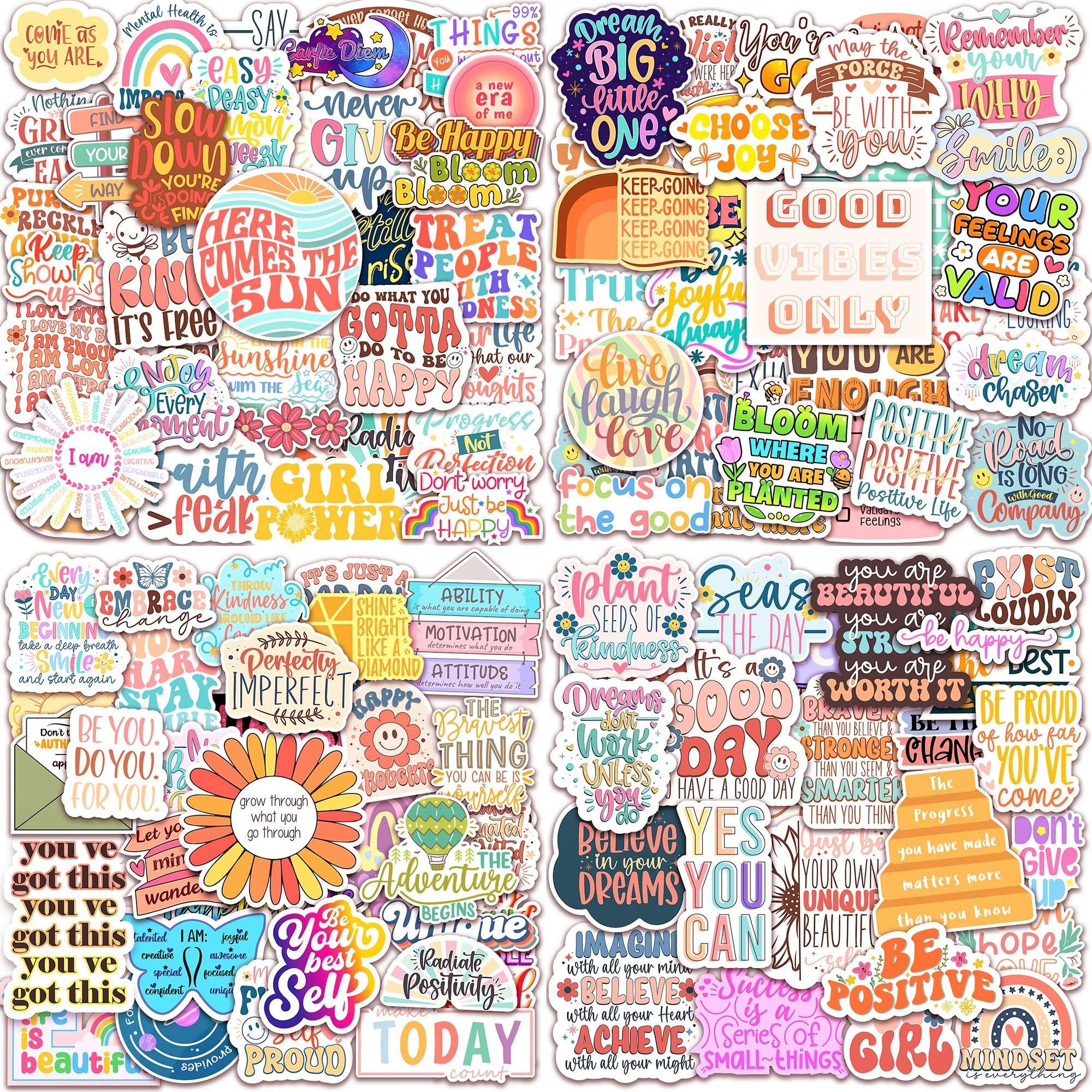 200PCS Affirmation Stickers, Holographic Motivational Sticker Pack, Positive Journal Encouraging Shiny Quotes for Kids, Teachers, Classroom, Waterproof Scrapbook Supplies (200) 1