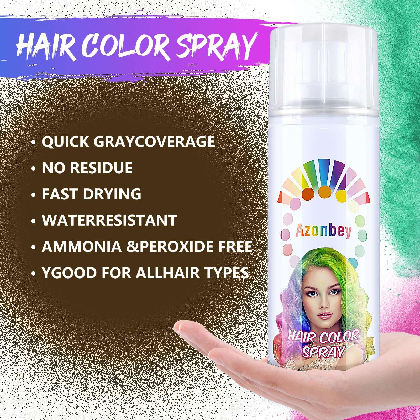 Temporary Root Touch UpHair Color Spray,Temporary Hair Color Wax,Azonbey Kids Hair Wax Dye Pomades Disposable Natural Hair Strong Style Gel Cream Hair Dye-On 1-Day Washable Hair Spray (Dark Brown) 4