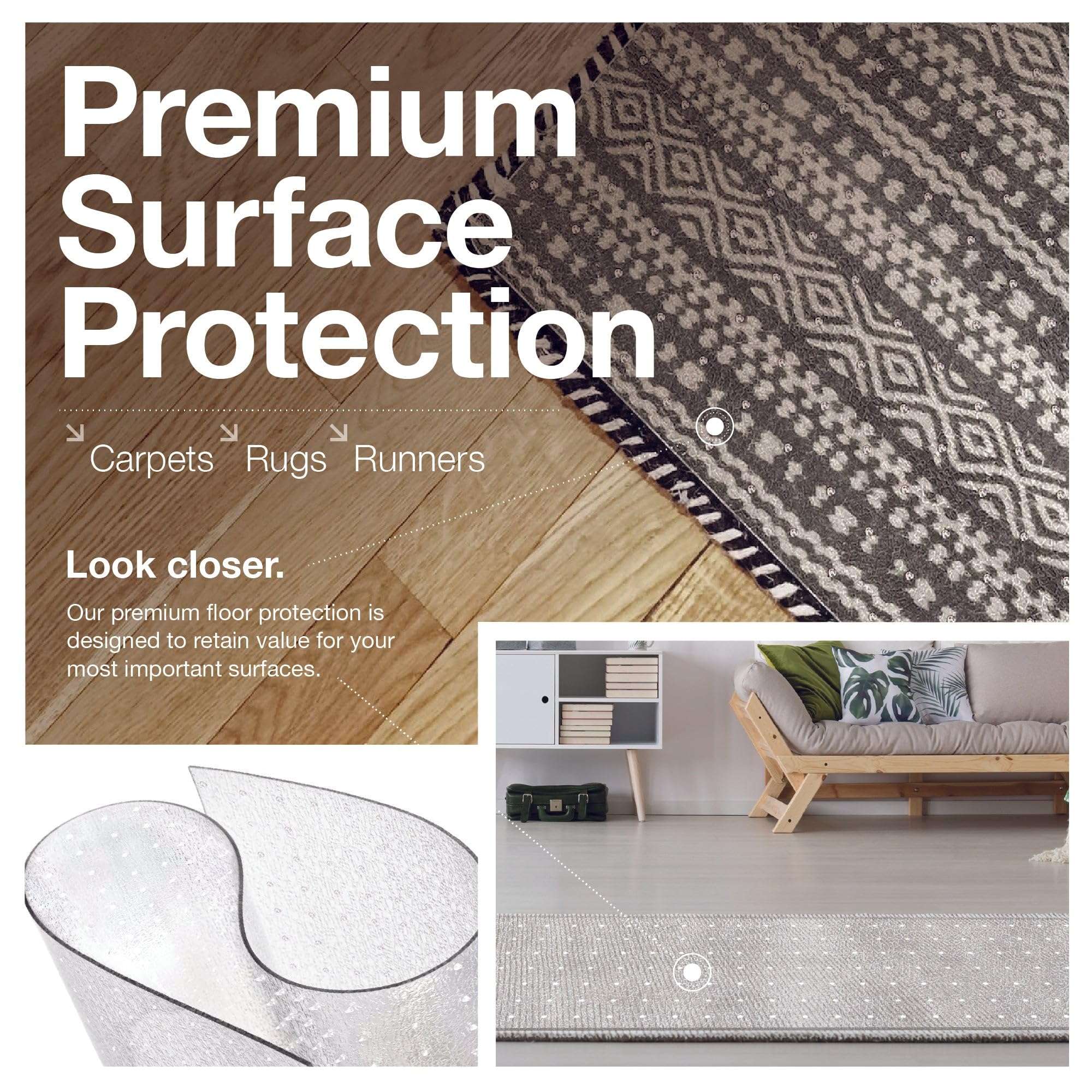ExactMade - Clear Carpet Runner, USA Made, Safe, 24 x 48 Inch, 2mm Thick Cleated Vinyl, Clear Vinyl Carpet Protector for Rug, Plastic Runner for Carpet Protection 4