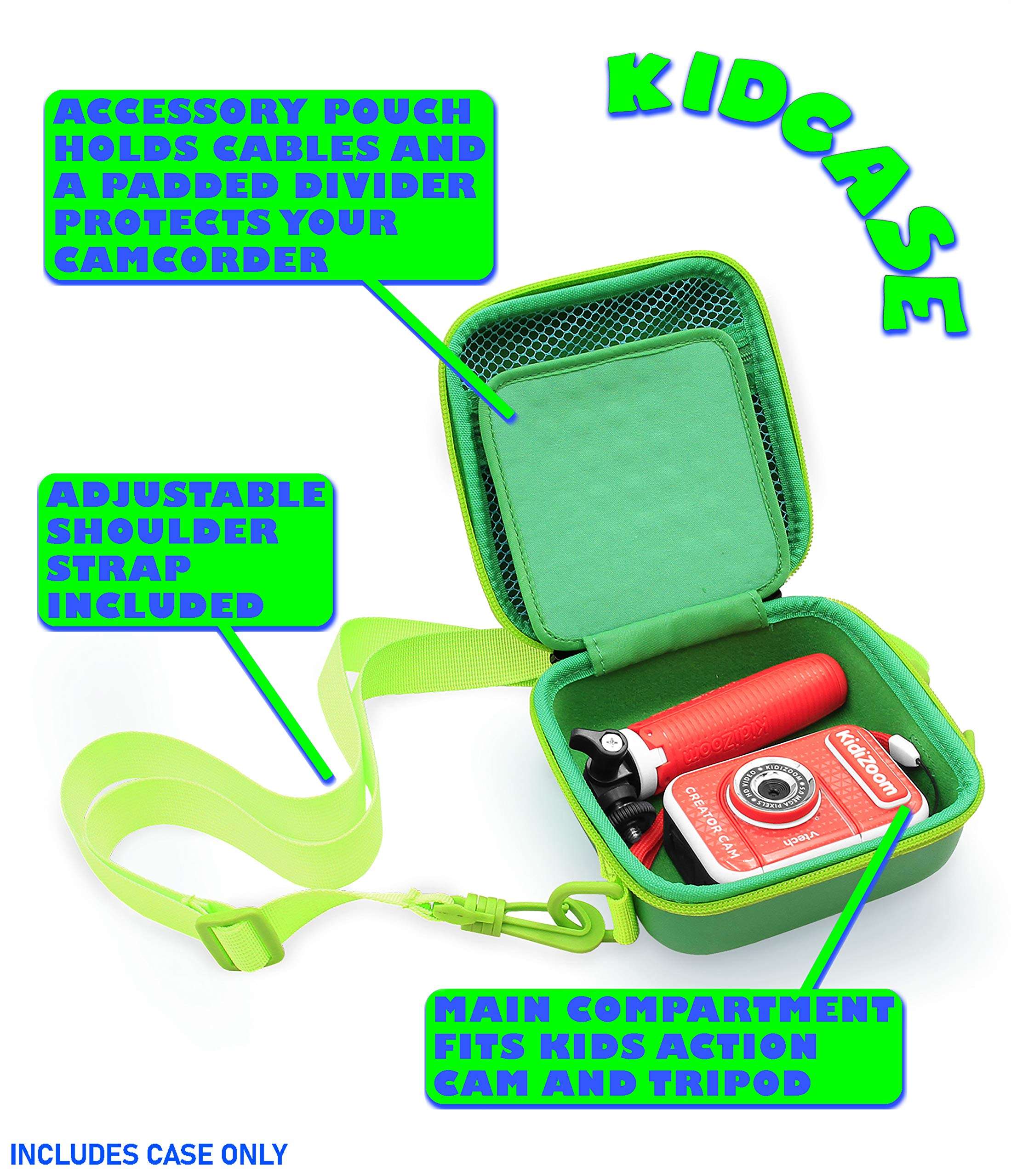 CASEMATIX Camera Case Compatible with VTech Kidizoom Creator Cam Video Camera or for Anchioo/for ESOXOFFORE Instant Print Camera - Includes Green Case Only 3