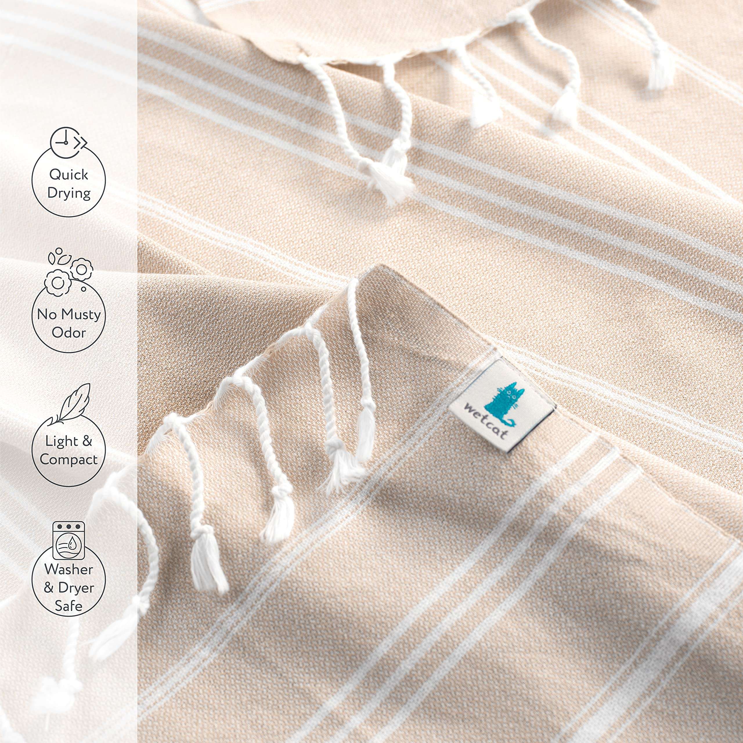 WETCAT Turkish Hand Towels with Hanging Loop (20 x 30) - Set of 2, 100% Cotton, Soft - Pre washed Boho Farmhouse Kitchen Towels - Unique Decorative Hand Towels for Bathroom (Teal & White) 6